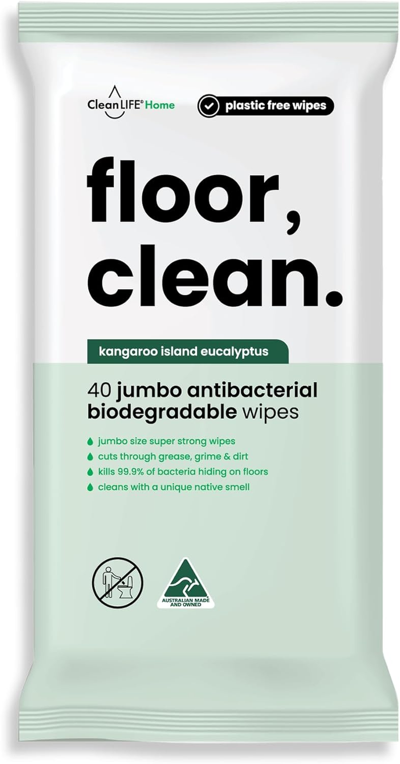 Cleanlife Disinfecting Floor Wipes - Biodegradable Plant-Based Wet Pads, Mop-Compatible Quick Sanitising, Disinfectant Cleaner, 40 Wipes Pack image number 4