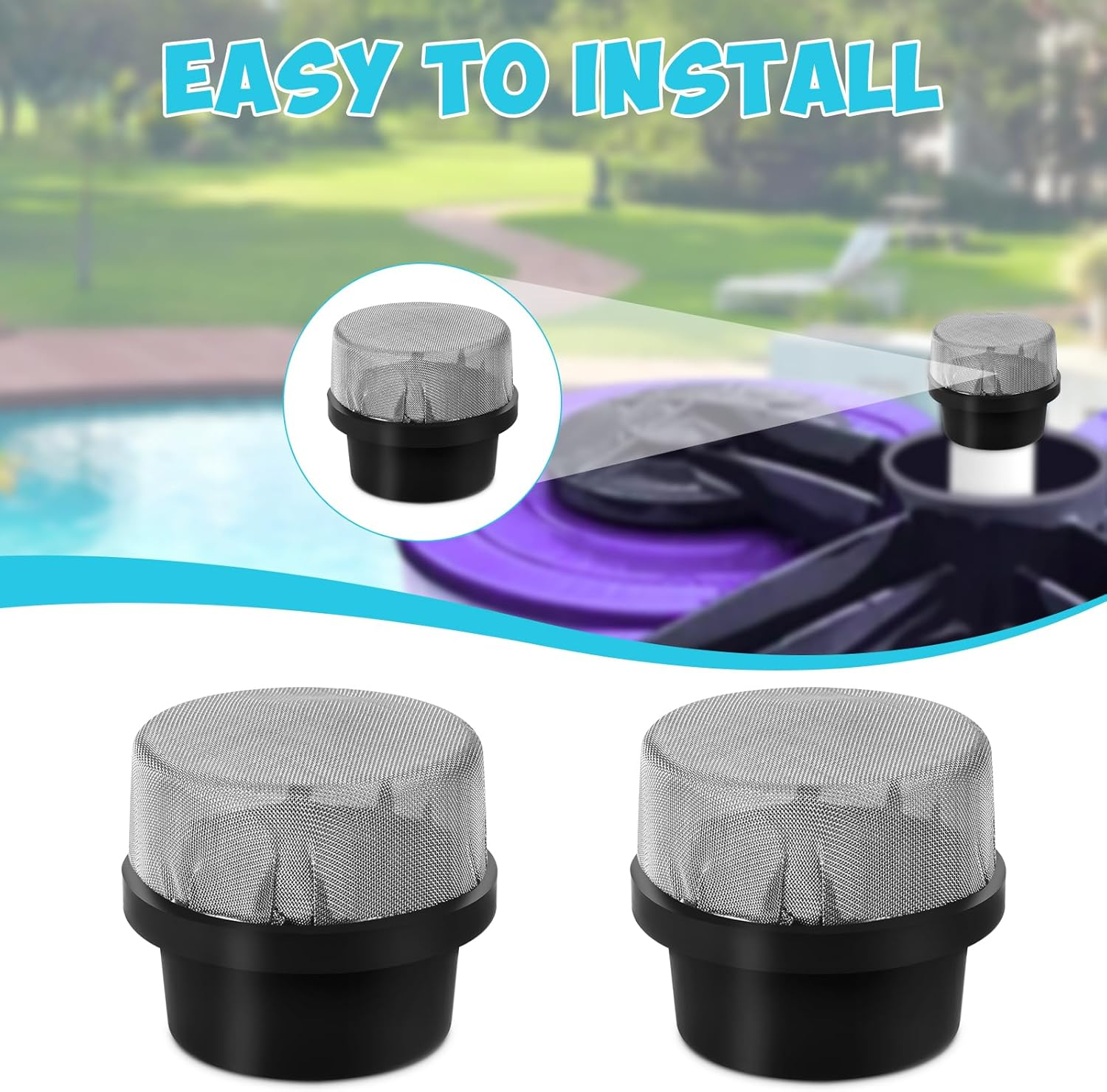2Pcs 190106Z Air Bleeder Screen Caps, Stainless Steel Pool Filter Screen Caps Good Sealing Pool Filter Cap Replacement Compatible with Pentair, Easyclean DE and Quad DE Filters image number 2