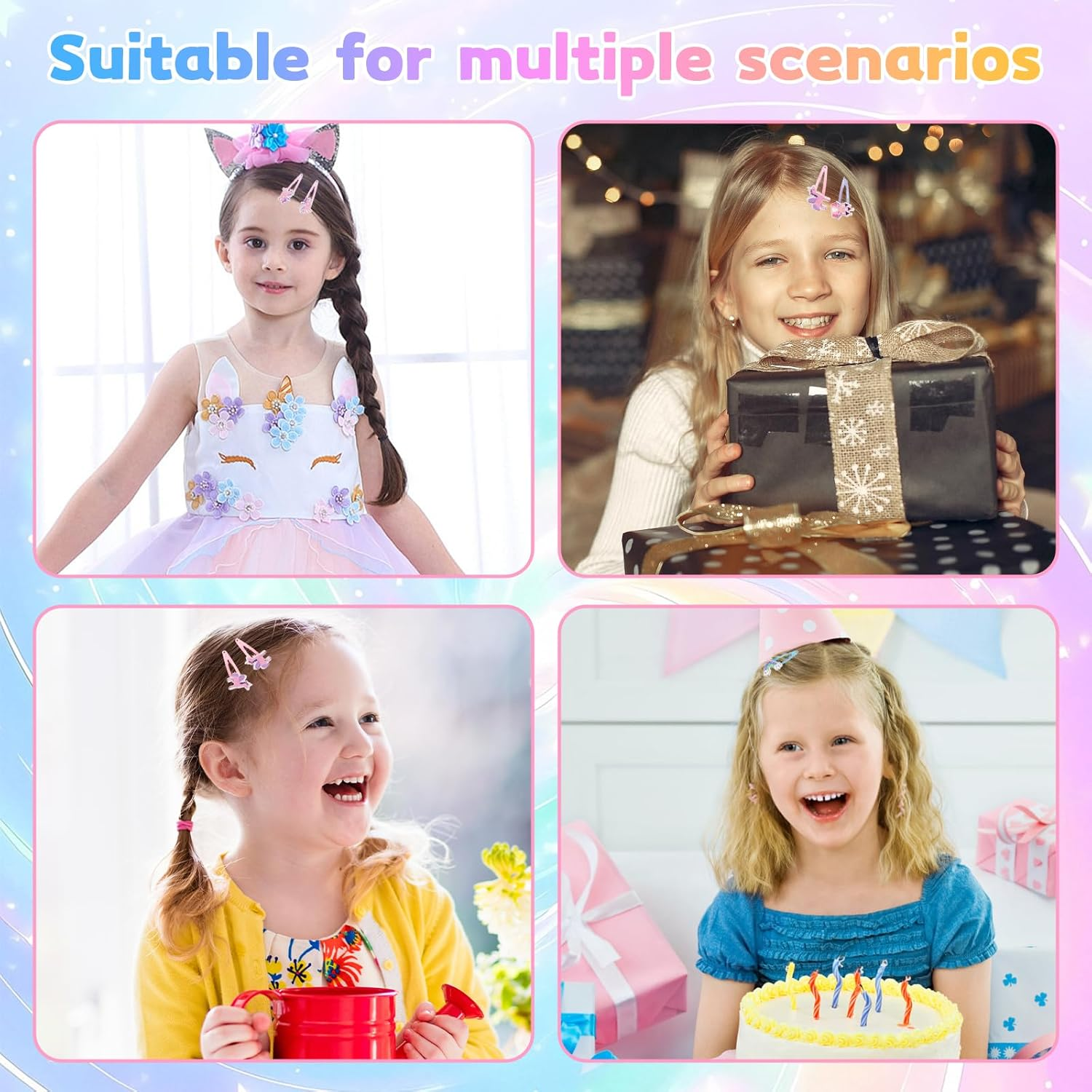 Pack of 12 Hair Clips Girls Unicorn Hair Accessories Clips Hair Clips Children Multicoloured Glitter Unicorn Hair Clips Cute Cartoon Clips for Girls Children Baby Gifts