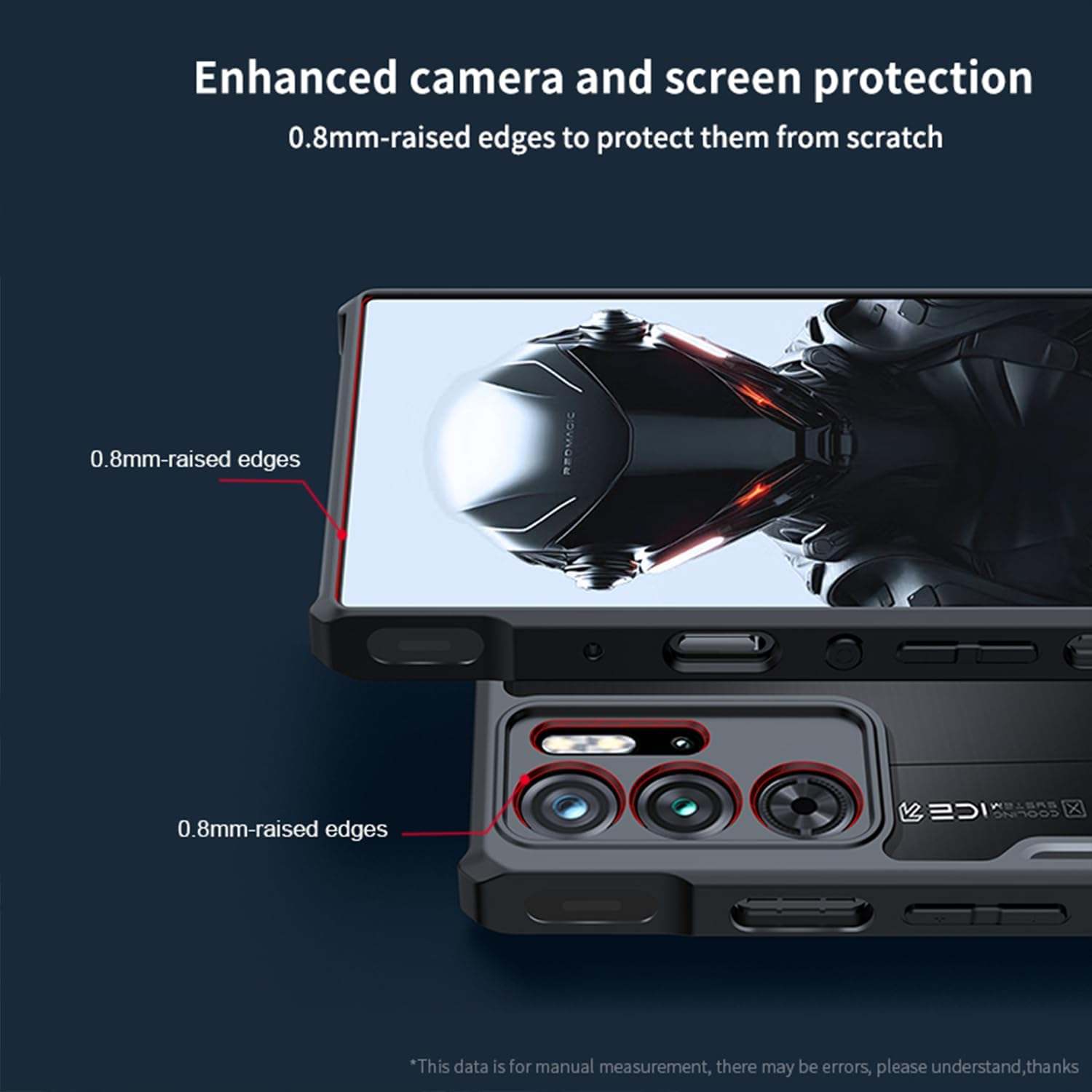 Guizzcg for ZTE Nubia Red Magic 9 Pro / 9 Pro+ / 9S Pro / 9S Pro+ Case with Ring Stand Holder, Soft TPU Bumper + Acrylic Back Military Grade Airbags Shookproof Drop Protection, Stand Black image number 3