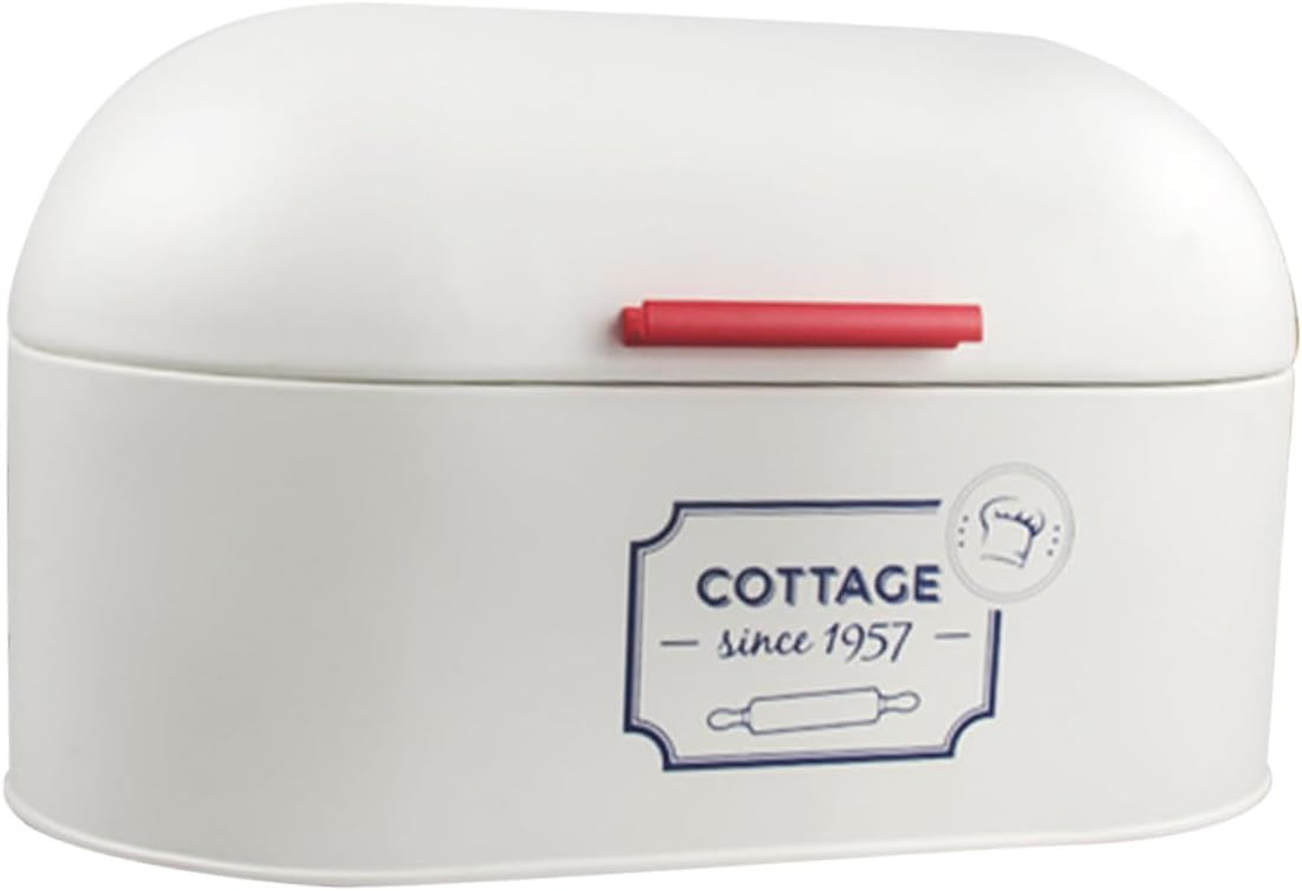 OKUMEYR European Bread Box Large Capacity Metal Bread Storage Bin White Dustproof Food Container for Kitchen and Home Use image number 3