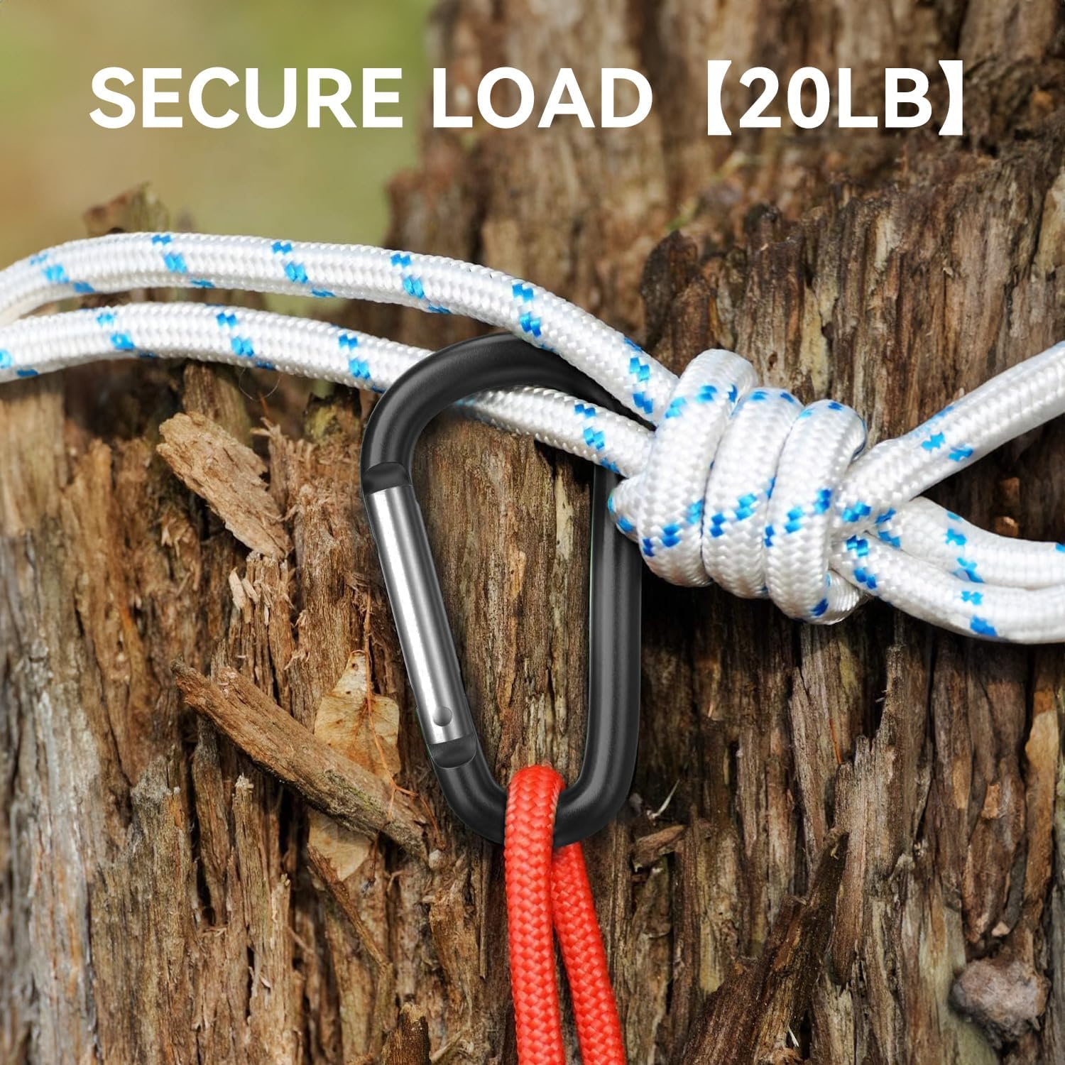 7 Pack 3"/76MM Aluminum Carabiner Clips D Ring Shape Carabiner Keychain Spring Snap Hook with 7 Key Rings for Outdoor, Camping, Hiking, Fishing, Home RV, Traveling image number 4