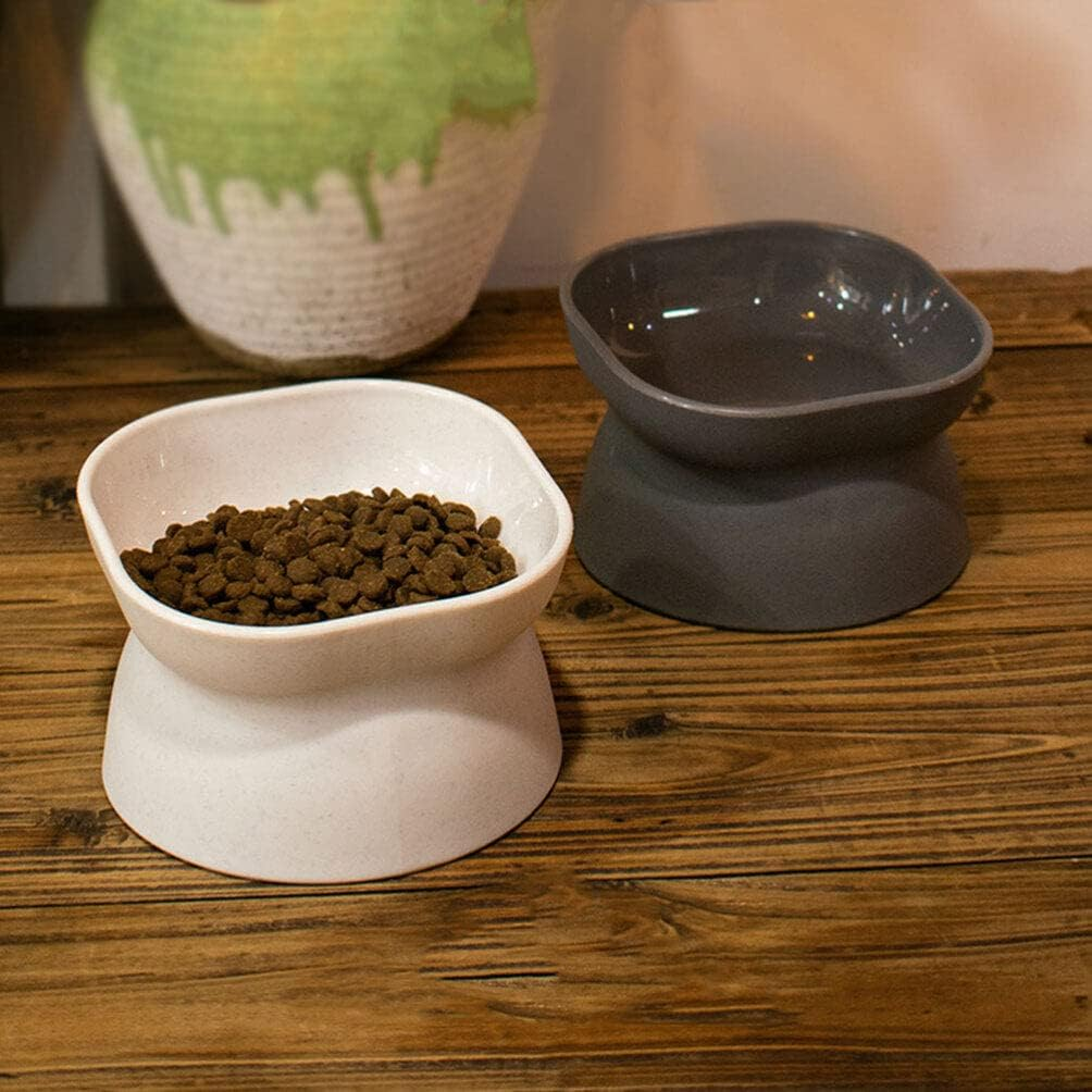 Alipis Cat Elevated Bowl Extra Wide Elevated Cat Food Bowl, Kitten Neck Protection Bowl Wide Shallow Cat Food Dish, 2Pcs image number 4