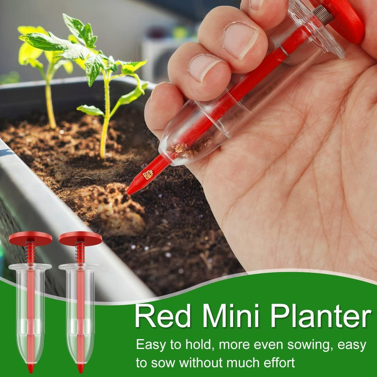 6Pcs Mini Sowing Seed Dispenser, Seed Planter Tool, Handheld Seed Planter, Mini Hand Seed Spreader, Seed Sower Tool, Garden Seed Planter, Small Seed Spreader with Seedlings Dibber Widger for Spreading image number 3