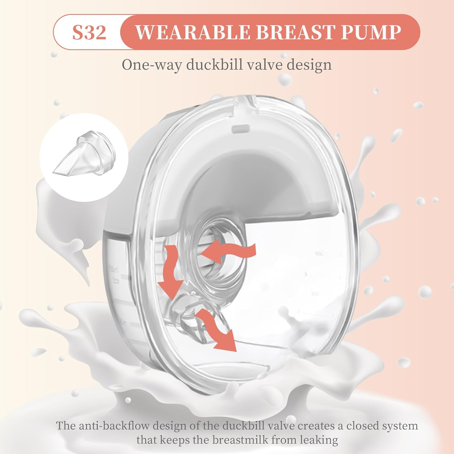 Wearable Breast Pump, Necomi S32 Hands Free Breast Pump, for Breastfeeding with Memory Function, 4 Modes and 9 Levels, Portable Wireless Breast Pumps - 24Mm,1 Pack image number 3