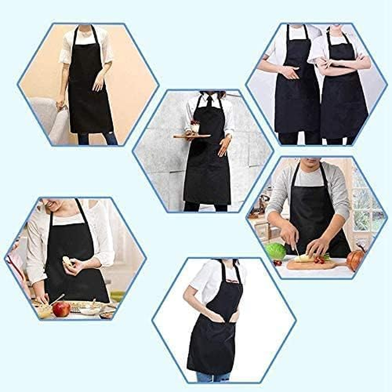 Black Adjustable Bib Apron - Water-Proof and Oil-Proof Kitchen Apron, 2Pcs Cooking Aprons image number 2