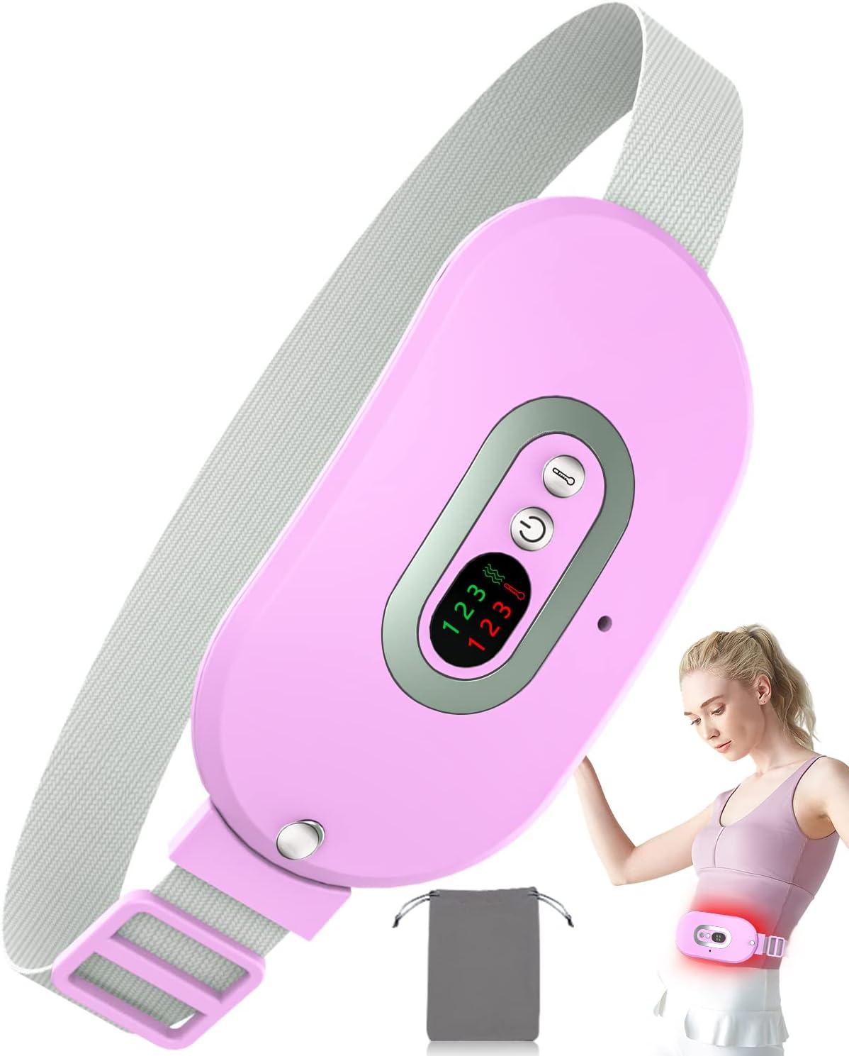 Cordless Menstrual Heating Pad, Portable Heating Pad Electric with USB, Portable Heating Pad for Pain Relief, Heating Massage Pad for Cramps, Heating Pad Belt with 3 Temperature Levels for Women image number 1