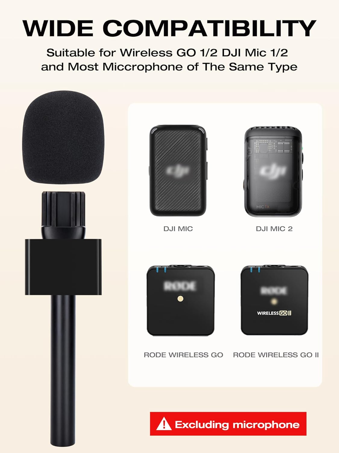 SUNMON Mic Handle for Rode Wireless GO I/Ii/Pro DJI Mic 1/2,Rode Interview Microphone Adapter Handheld with Interview Cube Box image number 2