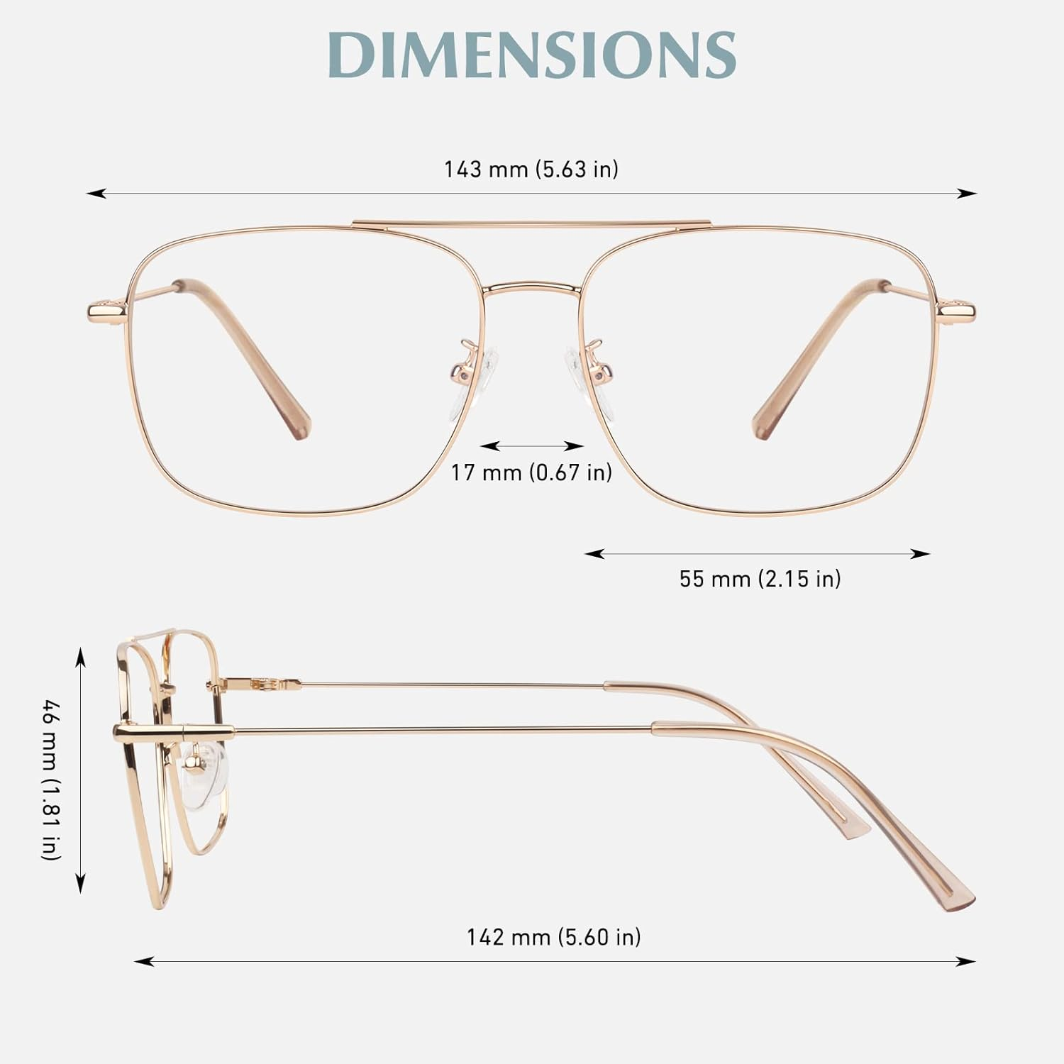LINVO Fake Glasses Non  Clear Lens Metal Frame Fashion Eyewear for Women Men image number 4