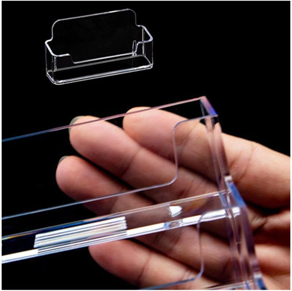 CAASFOOY 12 Pack Clear Plastic Business Card Holder, Business Card Holder Stand, Acrylic Business Card Display for Desk Business Card Stand, Fits 30-40 Business Cards