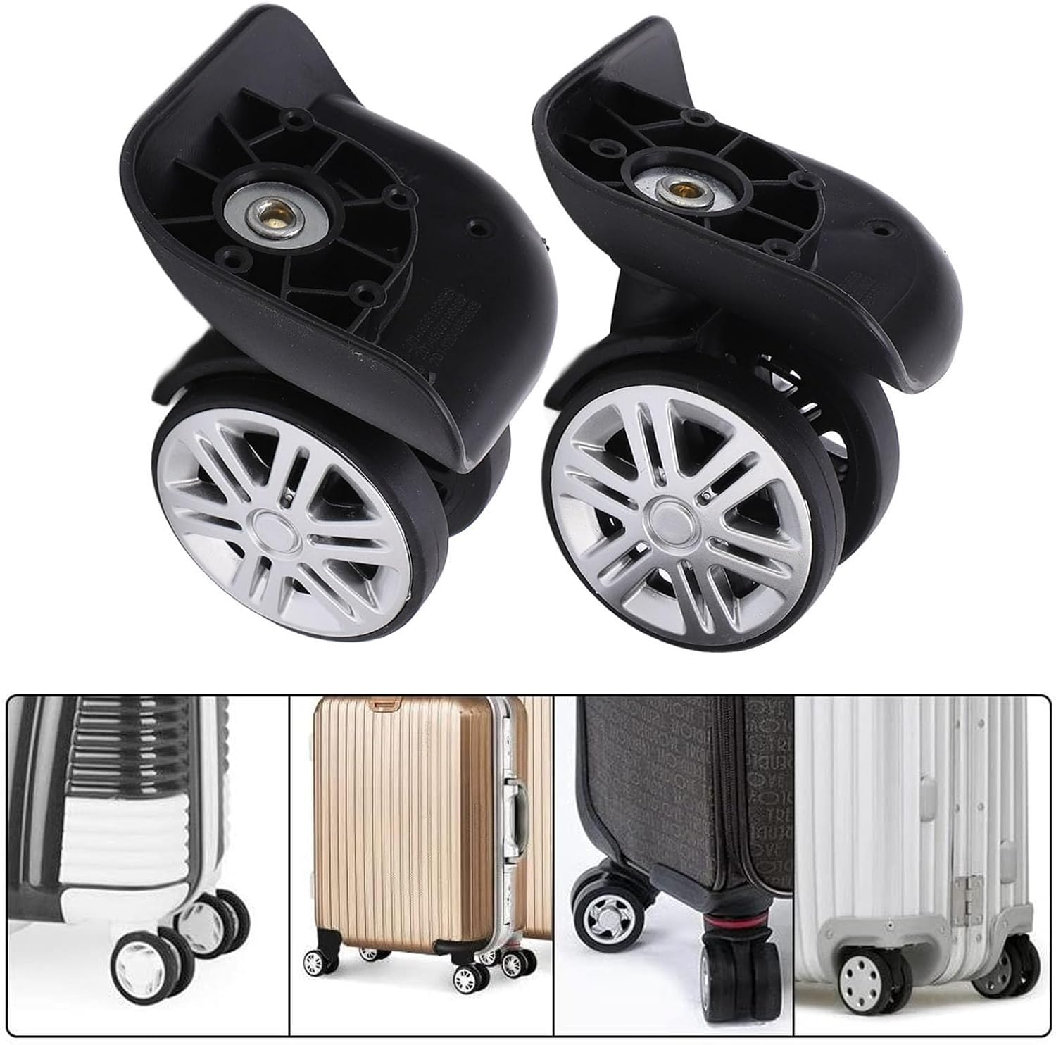 1 Pair Luggage Suitcase Wheels Luggage Replacement Wheels Mute Swivel Suitcase Luggage Caster Wheels Luggage Wheel Spare Part Universal Wheel Replacement Luggage Suitcase Wheels image number 3