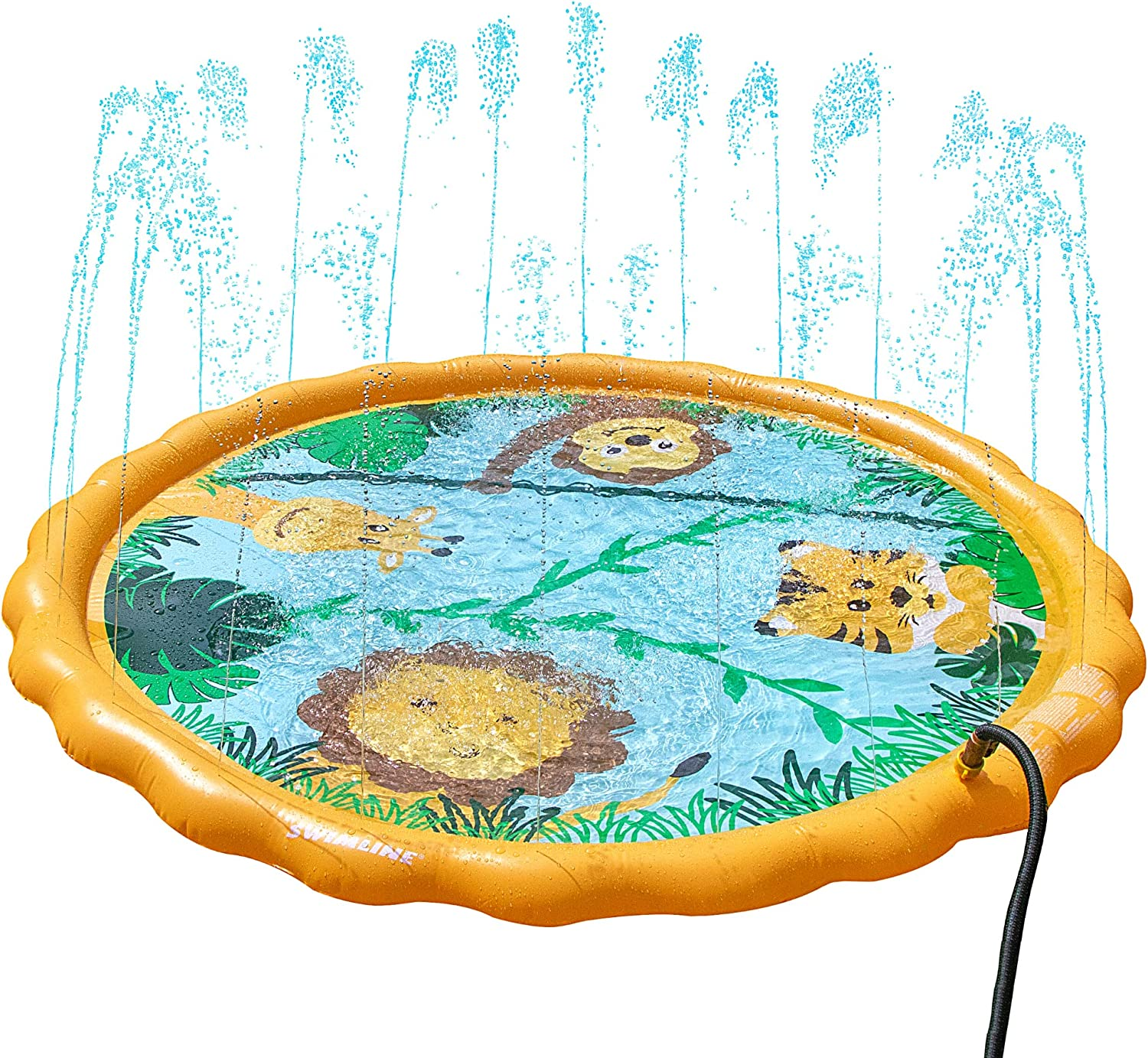 Swimline 68 Inch Sprinkler Mat and Splash Play Mini Pool Outdoor Water Toy Safari Adventure | for Kids and Family Fun | Exciting Backyard Water Action