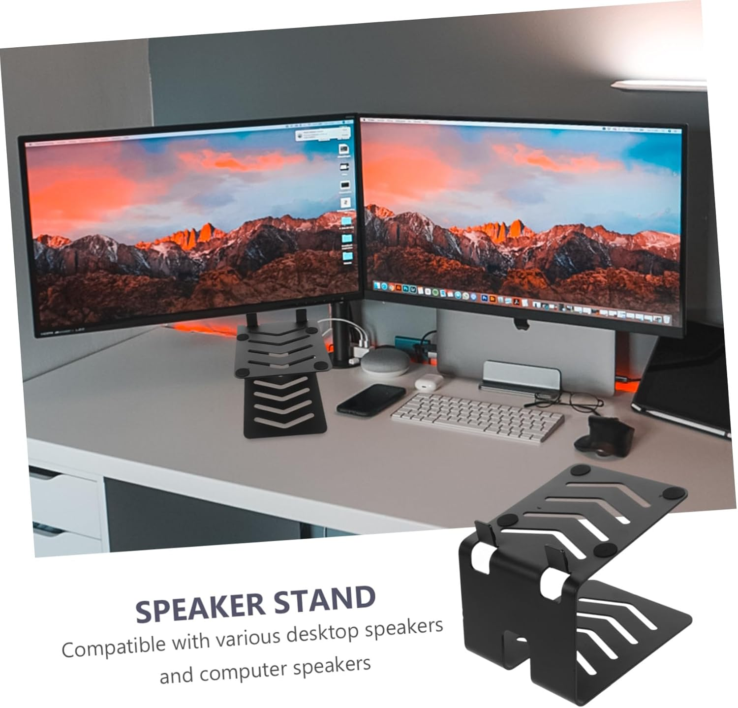 LALADEFIEE Metal Audio Speaker Stand Heightening Rack for Surround and Computer Speakers Monitor Desk Holder for Home Audio Setup Compatible with Bookshelf and Studio Monitors image number 6