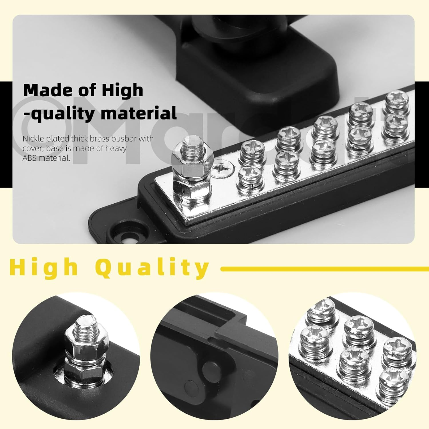 12V Terminal Distribution Block with Ring Terminals Power Distribution Terminal Block, Terminal Parts Battery Busbar for Boat Automotive Car(Black) image number 3