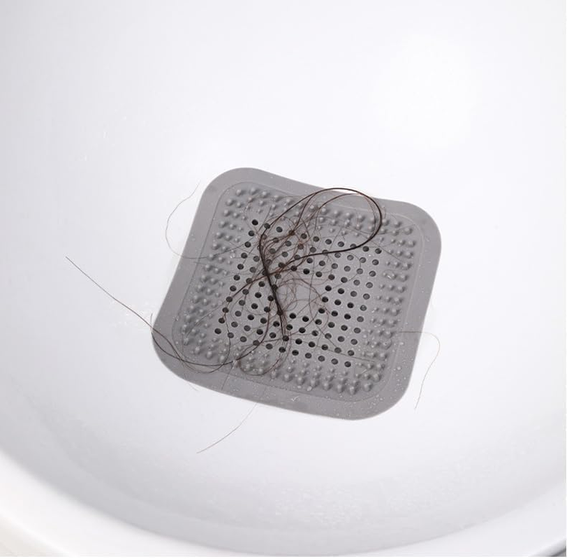 2 Pcs Shower Drain Strainer Hair Catcher Silicone Filter Cover Protector for Stainless Metal Strainer Bathtub Stopper for Bathroom Kitchen Floor Drain (Grey) image number 5