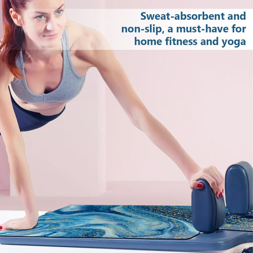 TOMVAES Durable Pilates Reformer Mat with Grip, Reformer Machine Towel, Portable Mats with Mesh Bag for Home Exercising Workout﻿ Blue image number 4