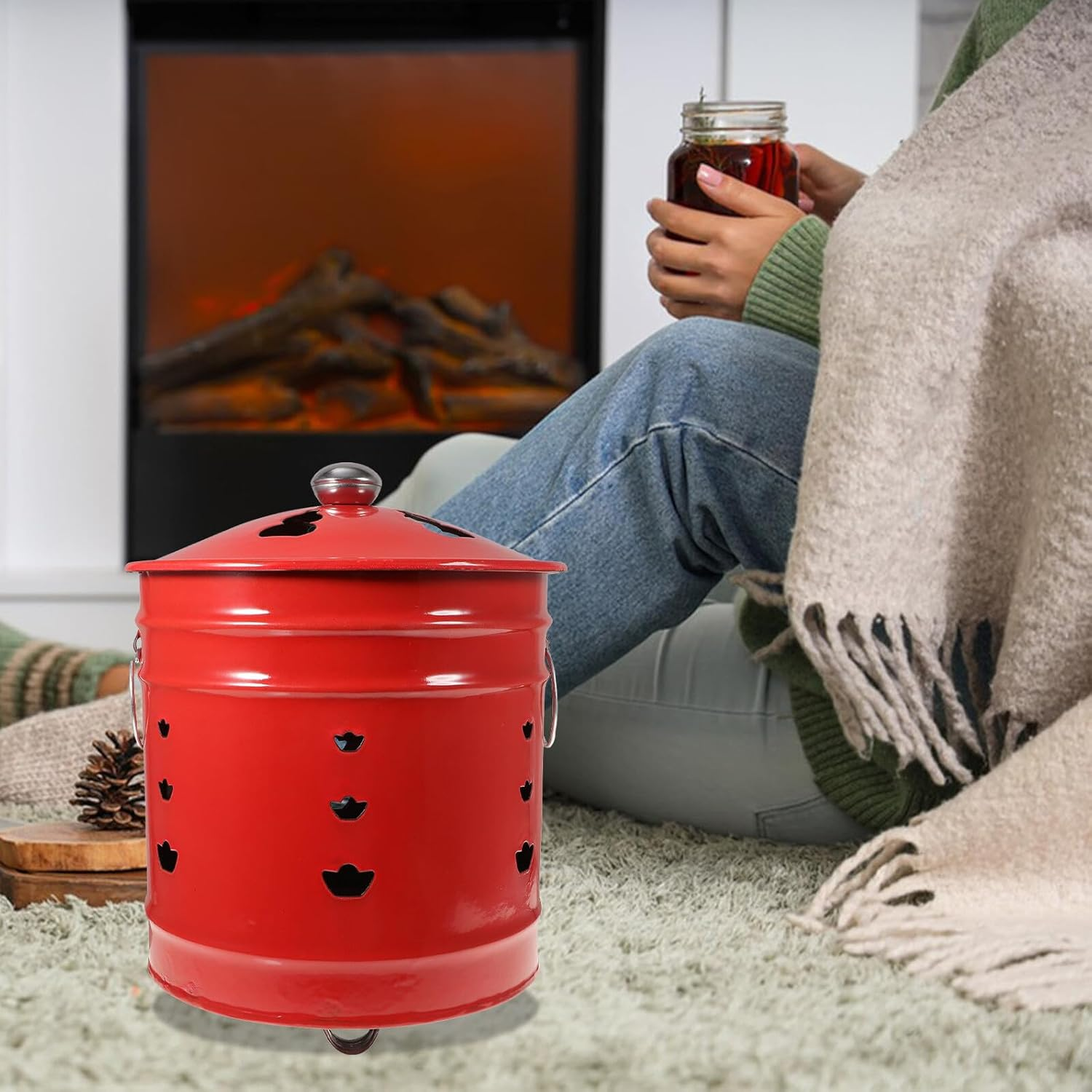 Kisangel Enamel Burn Barrel Paper Incinerator Bucket 6# Random Top Bead Design Portable Outdoor Worship Furnace for Home and Ceremonies image number 6