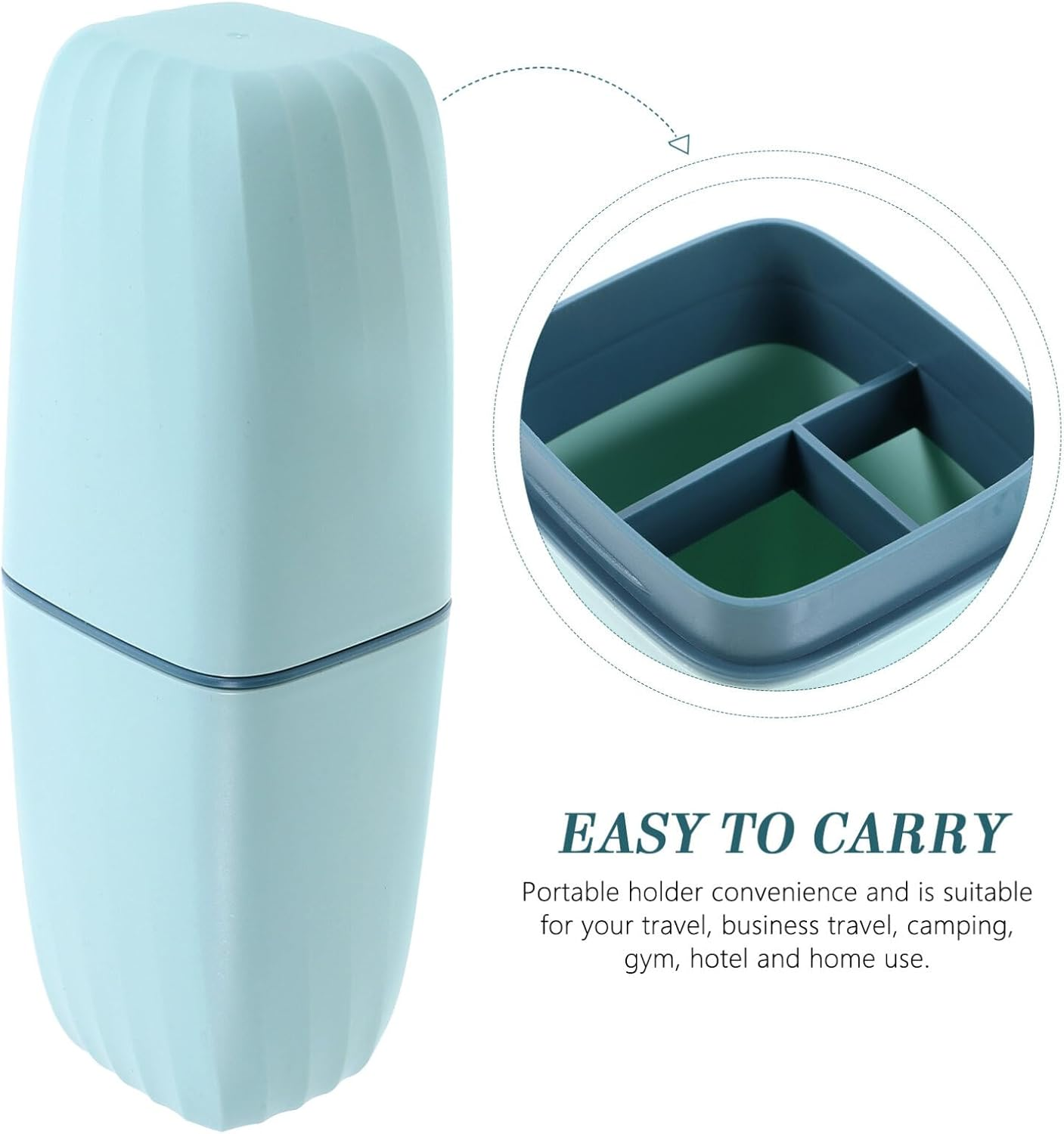 Portable Toothbrush Holder Case with Cover, Toothpaste Storage Cup for Travel, Business Trip, Bathroom - Turquoise image number 5