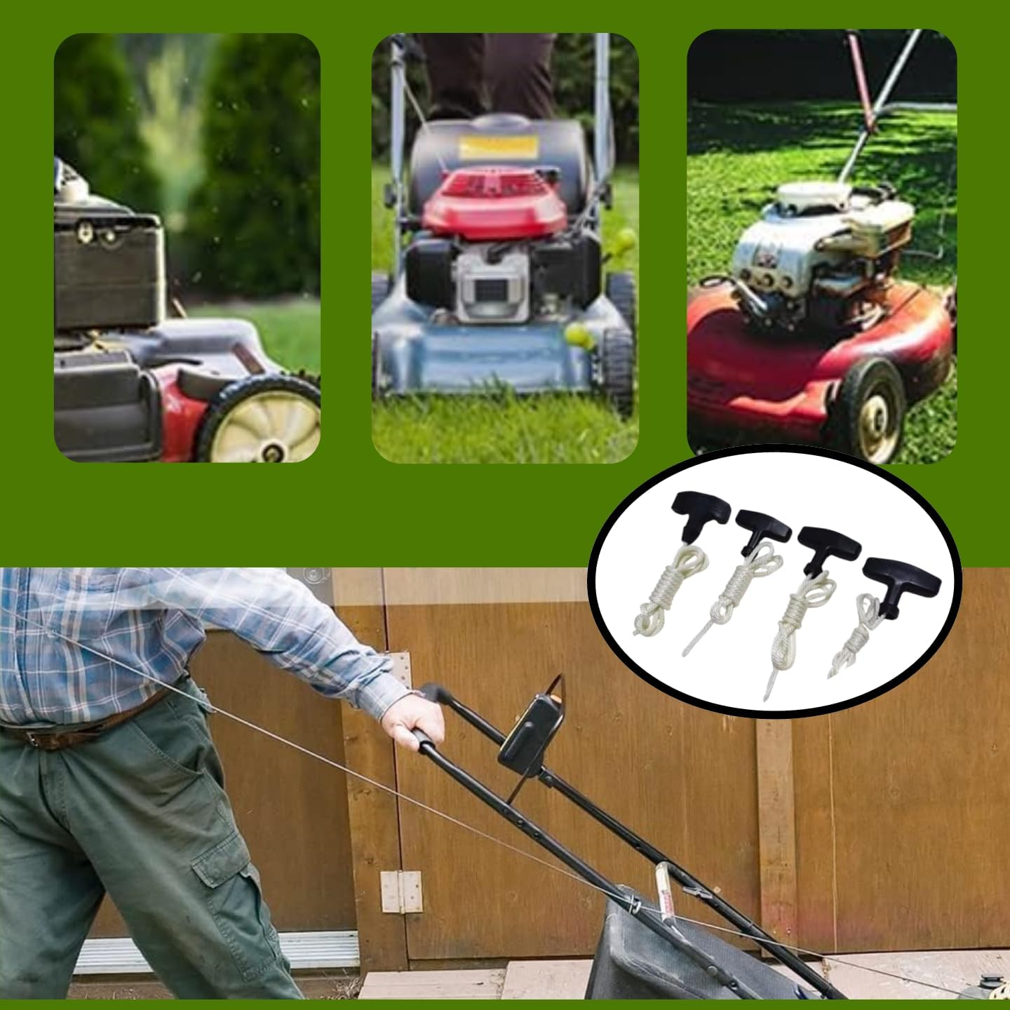 4Pcs Starter Rope Lawnmower,T-Handle,Recoil Starter Rope,Chainsaw, Trimmer Edge, Easy to Install,Durable Nylon Rope，Rope Pull Cord Trimmer for Lawnmowers image number 2