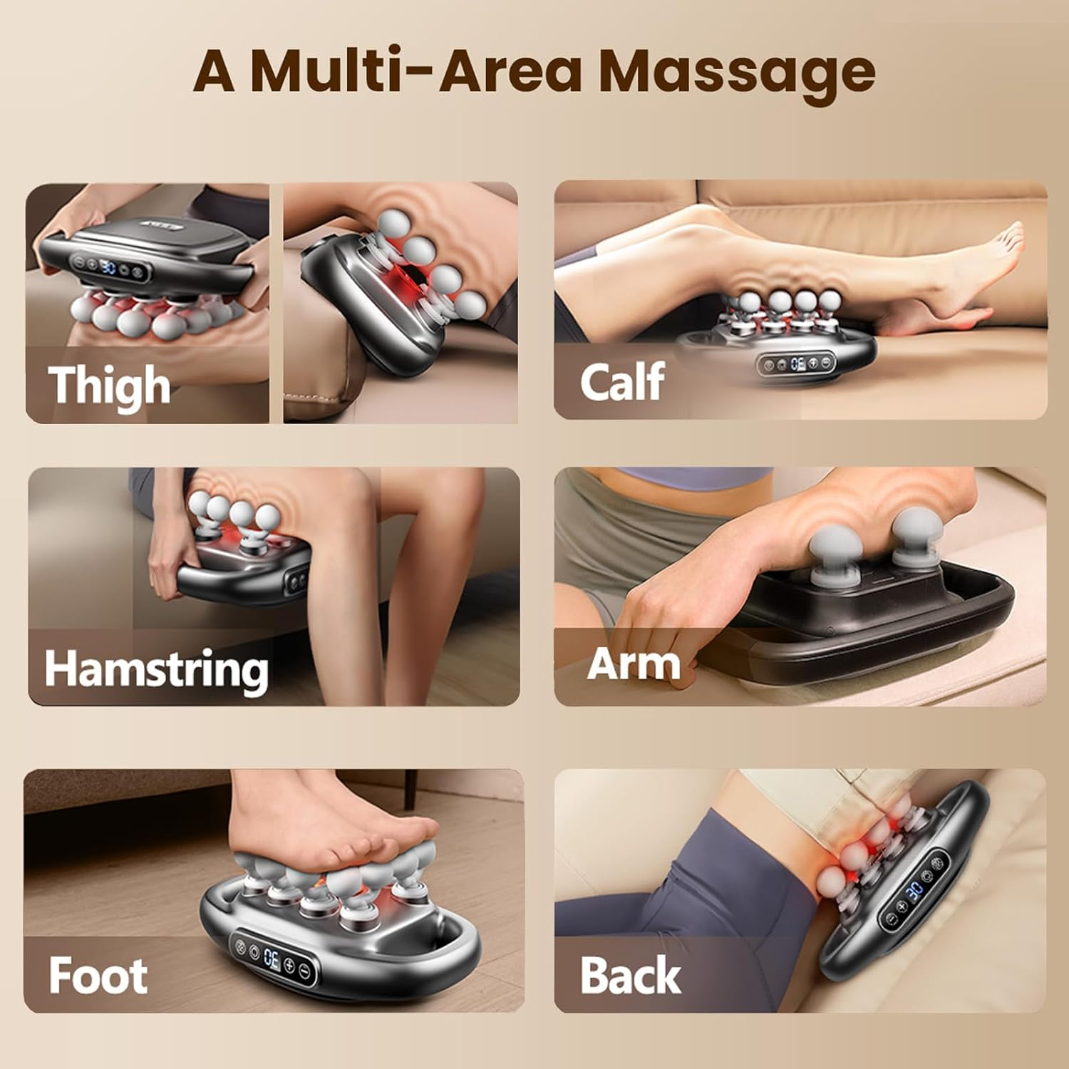 16-Drive 16-Head Massage Gun Set Deep Tissue Set Massage Gun with 30 Adjustable Levels & 3 Modes, Electric Quiet Muscle Massager, Red Light Therapy, for Back, Shoulders, Legs, Body Muscle Pain Relief image number 1