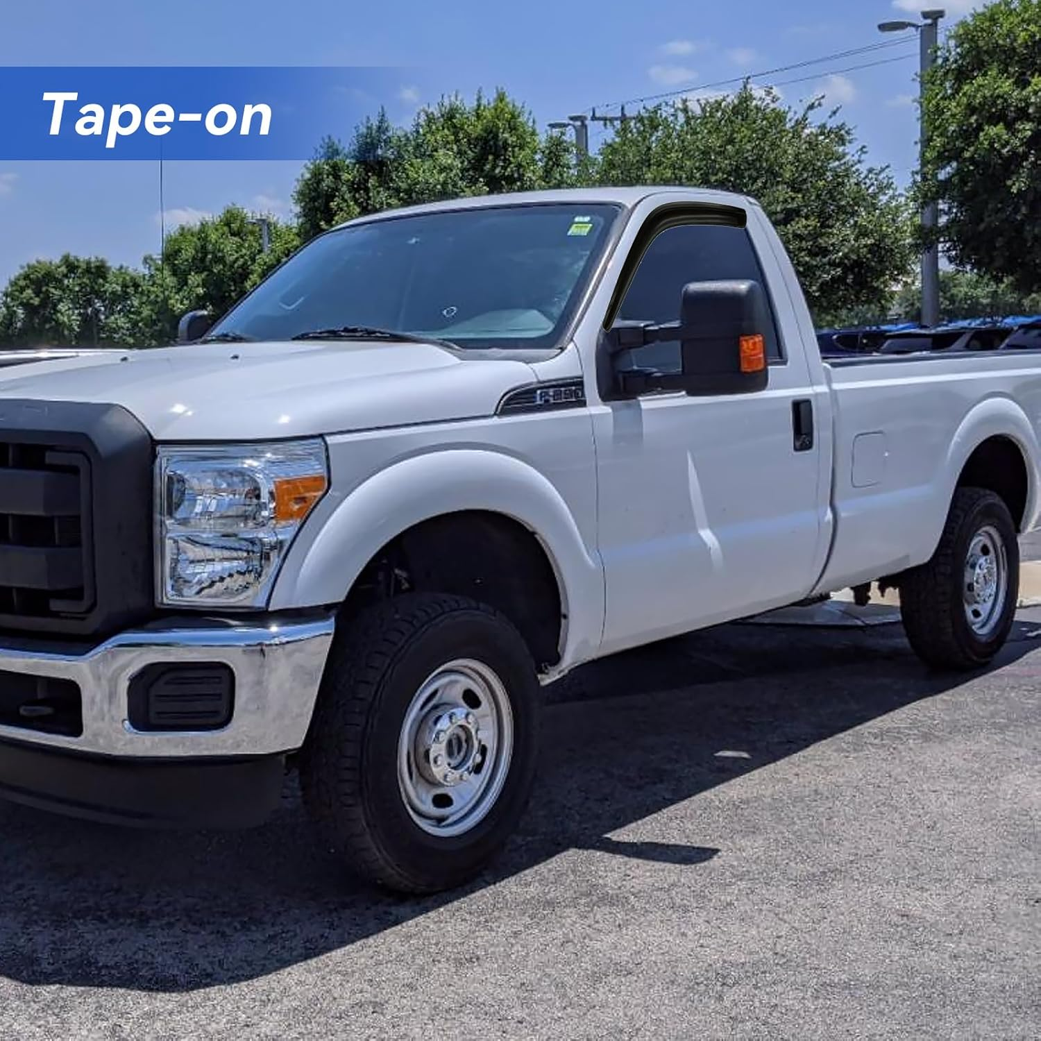 Window Rain Guards Shield for 1999-2016 Ford F250 F350 F450 F550 Super Duty, Out-Channel Window Wind Deflectors Shades for 2000-2016 F650 F750 Standard Cab, 2PCS image number 5