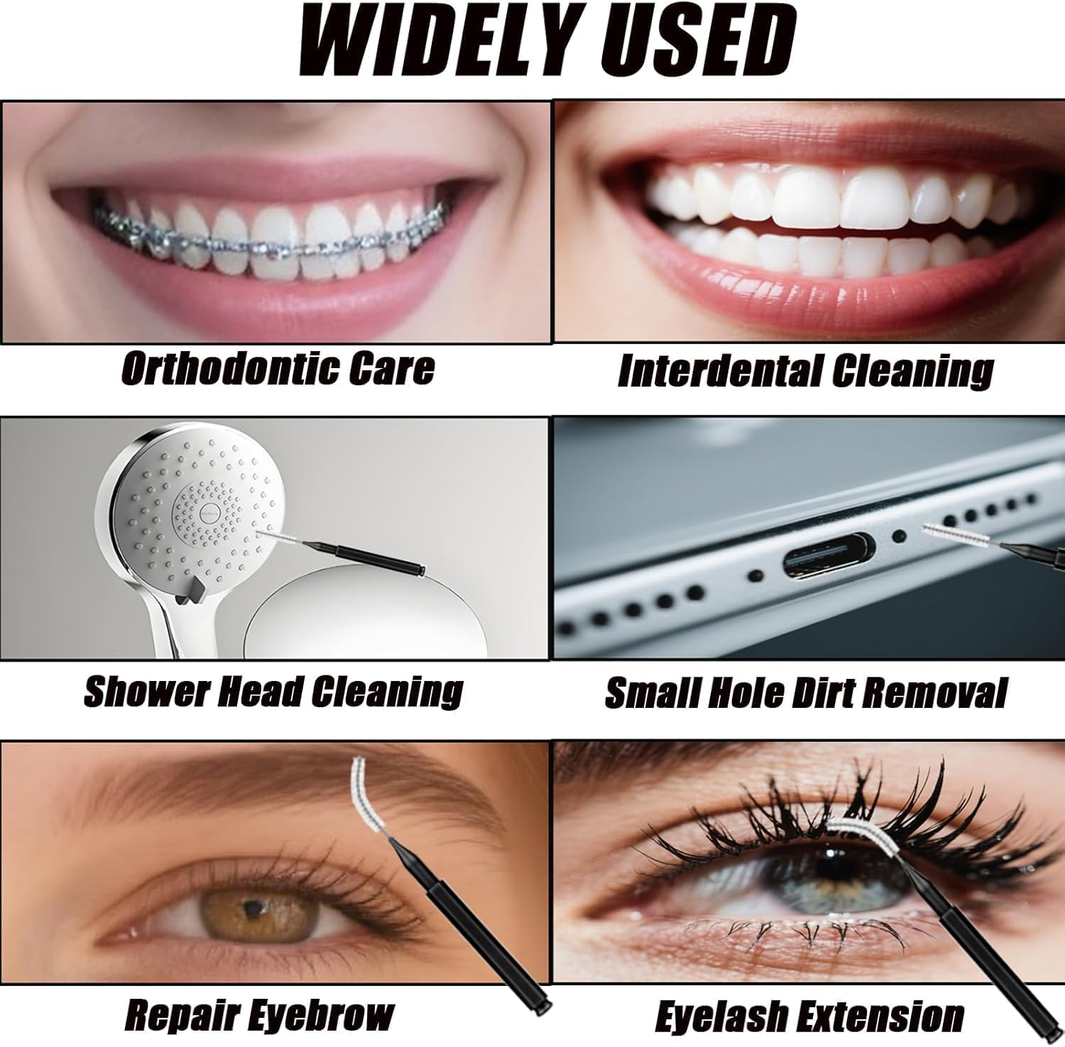 120 Pieces Interdental Brushes, Orthodontic Flossers Toothpicks for Braces, Spiral Dental Brush Head, Braces Cleaner Kit for Efficient Oral Care, Teeth Cleaning Tools, Black image number 3