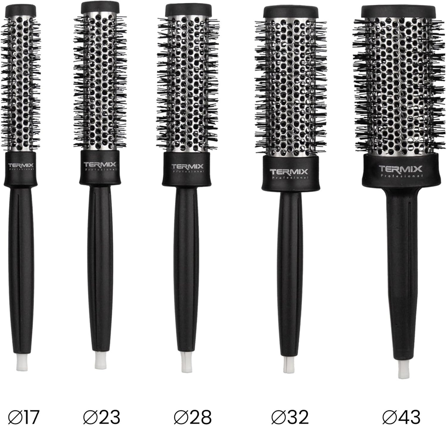 Pack Termix Profesional Hairbrush- Aluminum Thermal Hairbrush with Nylon Bristles, Ideal for All Types of Hairstyles- It Includes 5 Diametres &Oslash; 17, 23, 28, 32, 43 Mm image number 6