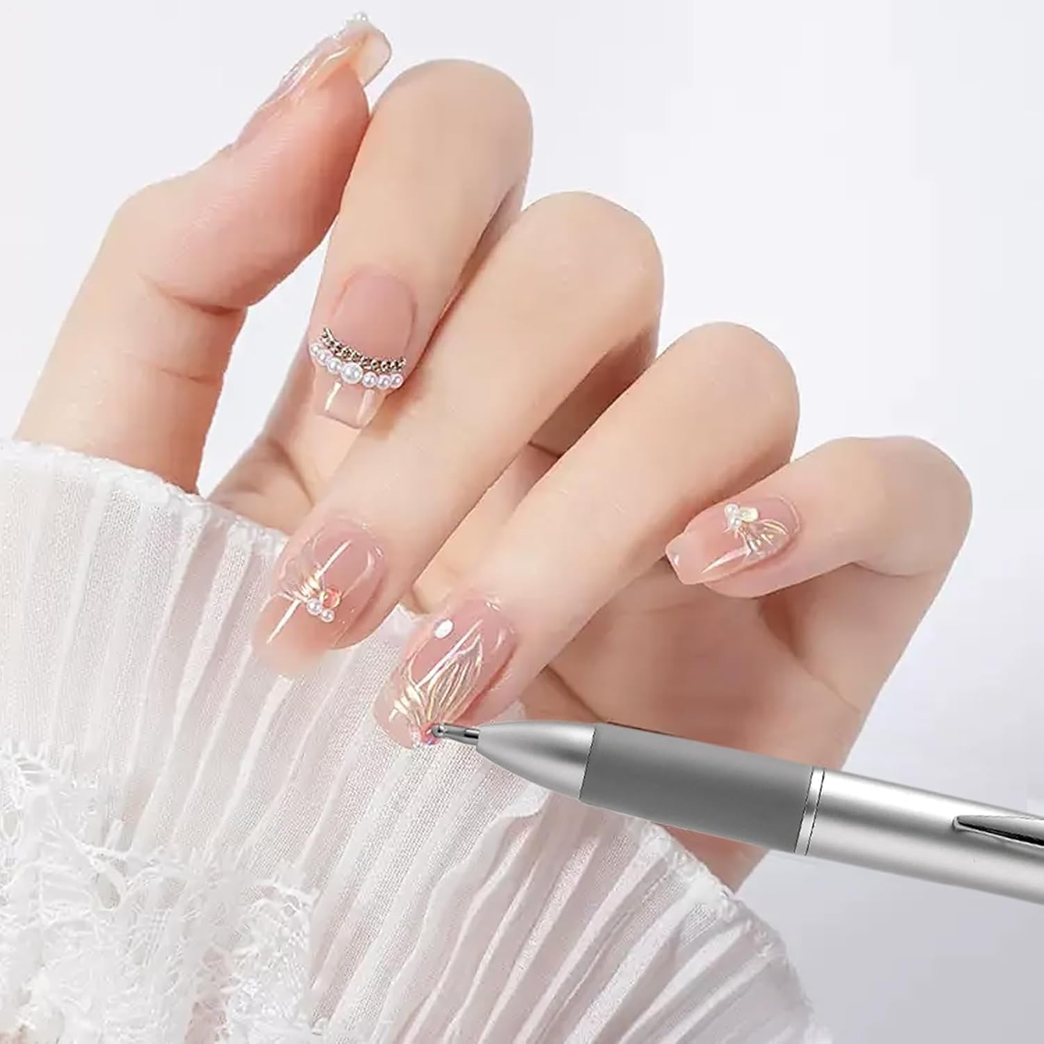 Nail Tip Dot Tool - Retractable Fingernail Paint Dotting Pen for Women,Compact Nail Dot Paint Aid for School Traveling Business Trip Home image number 5