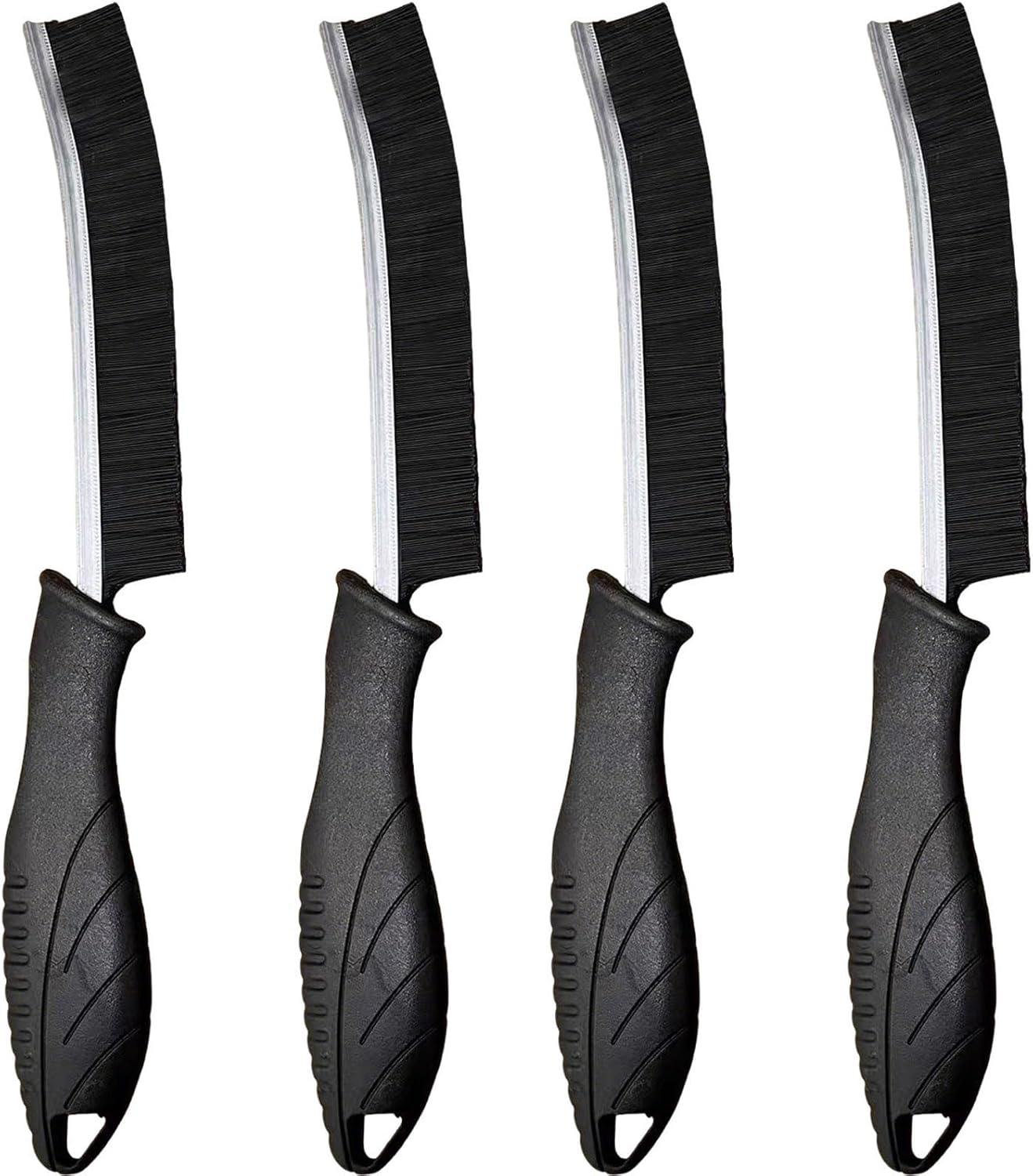 Cleaning Brush - Hard Bristle Crevice Cleaning Brush, Multipurpose Gap Scrub Brush for Home Kitchen Bathroom Window and Car, Household Cleaning Tool, 4 Pack Black image number 2