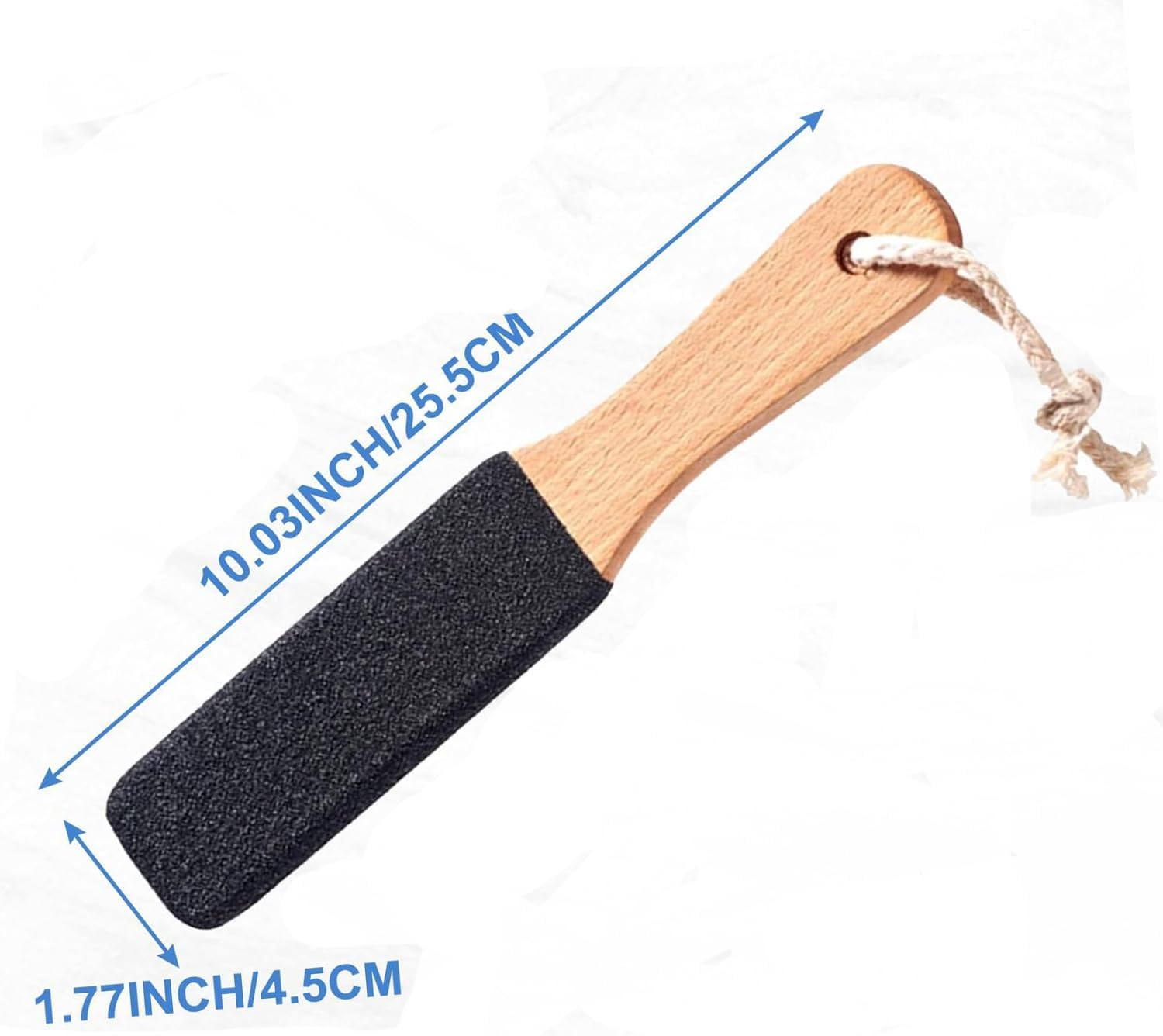 Pumice Stone Foot Pedicure File，Foot File Pumice Stone, with Wooden Handle Foot Grater for Foot Cracked Heels, Dead Skin, Hard Skin- Premium Beech Wood & Silicon(Black) image number 1