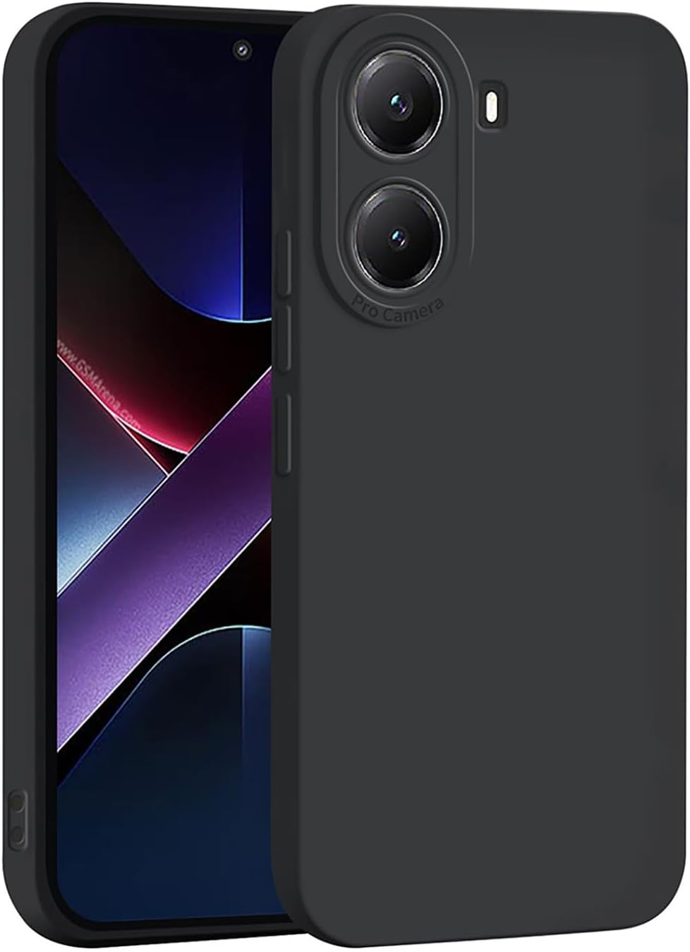 ILING Liquid Silicone Case for Xiaomi Poco X7 Pro 5G, Simple Plain Ultra Thin Soft TPU Bumper Shockproof Scratch-Resistant Protective Case Matte Elegant Women'S Mobile Phone Case (Black)