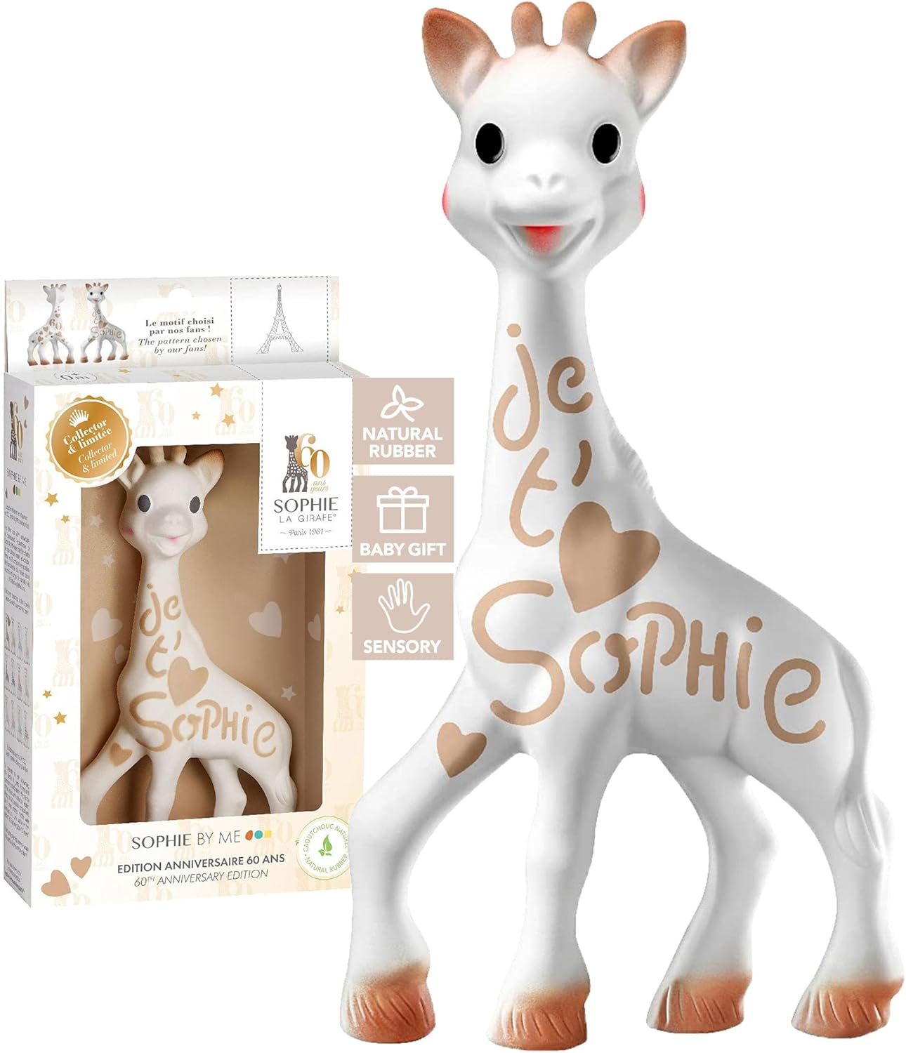 Sophie La Girafe - Baby Teething Toy 60Th Birthday Collector Edition - Multi-Sensory Engagement - Safe 100% Natural Rubber - Interactive Squeaker - over 60 Years Legacy - Age: 0 M +