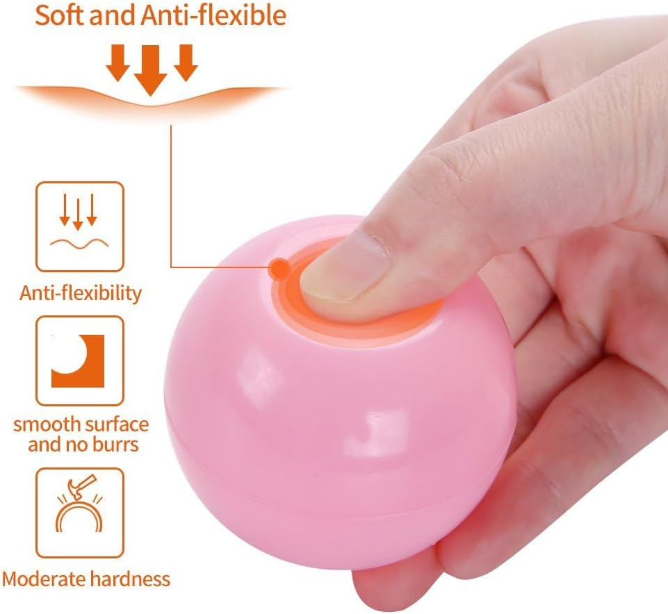 Playmaty Colorful Ball Pit Balls - 100 Pieces Phthalate Free BPA Free Plastic Ocean Balls Crush Proof Stress Balls for Kids Playhouse (Pink/Gray/Whtie/Clear) image number 1