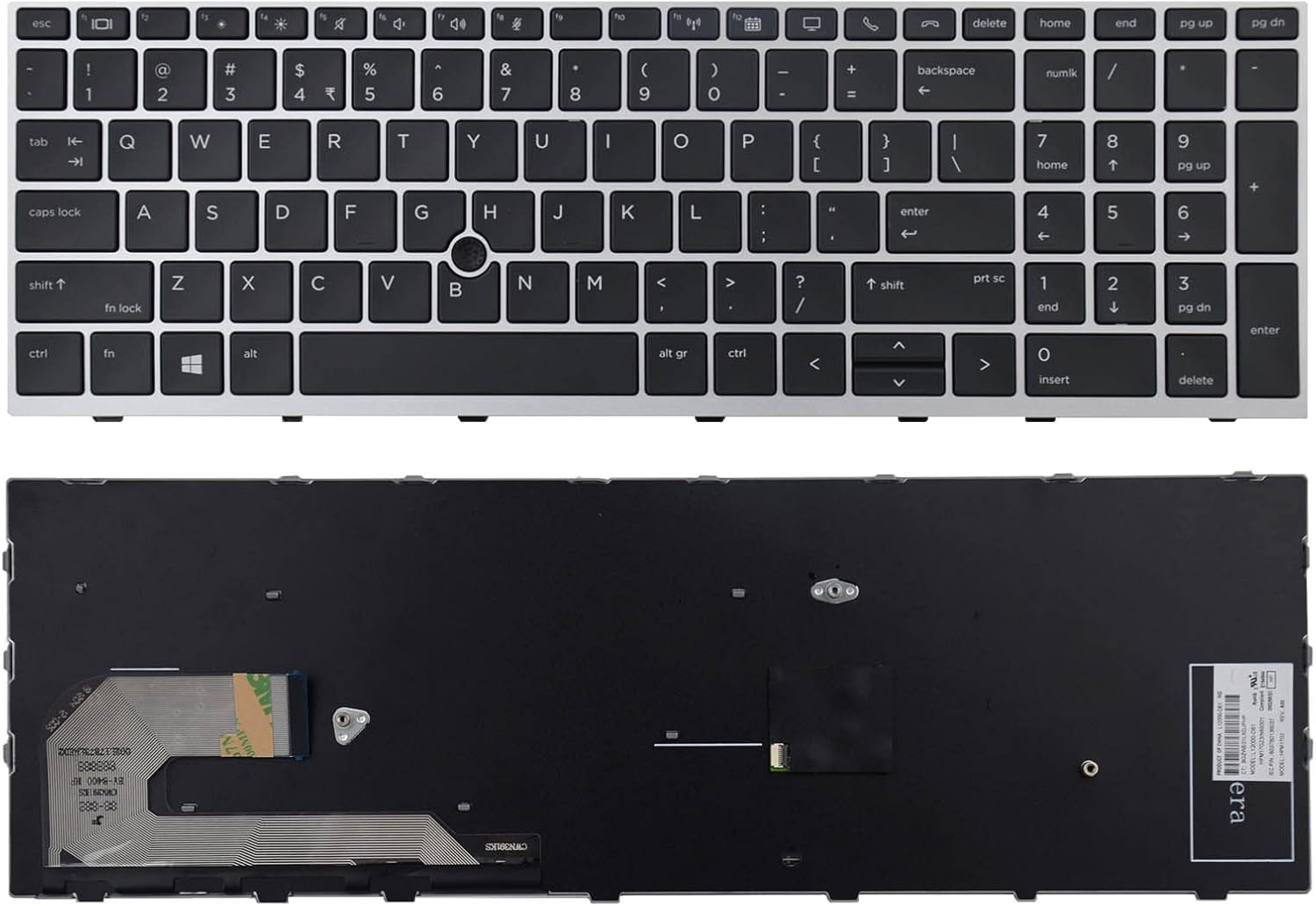 SUNMALL Replacement Keyboard Compatible with HP Elitebook 755 G5 850 G5 855 G5 750 G6 850 G6.Zbook 15U G5 Zbook 15U G6 with Pointer No Backlight