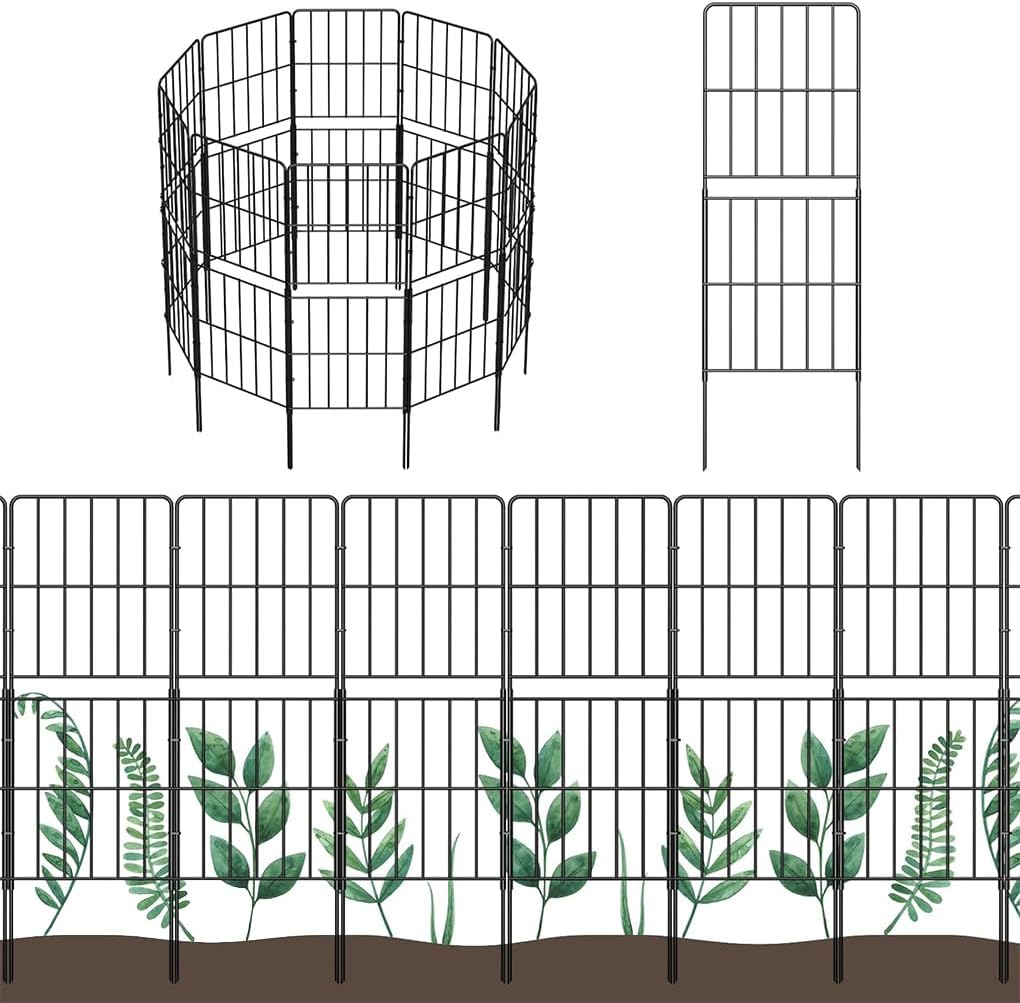 10Pack Garden Fence 92Cm Height Strong Metal Fencing Panels 92Cm Height Flower Bed Animal Barrier Border image number 3