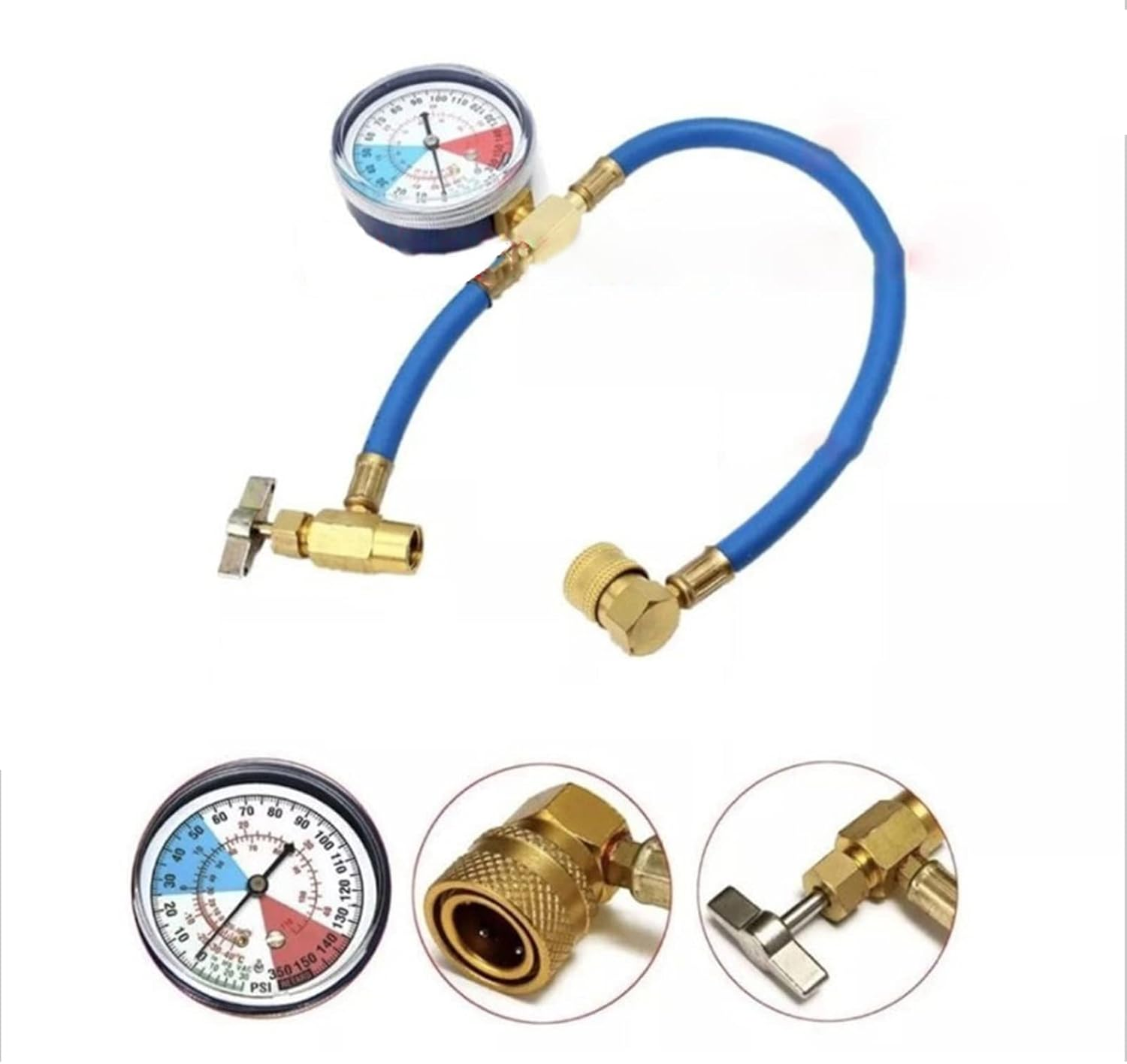 R134A Car Air Conditioning Refrigerant Charging Hose Kit - Fridge Recharge Kit | Fridge Recharge Kit with Pressure Gauge, Perfect for Car AC Air Conditioning image number 4