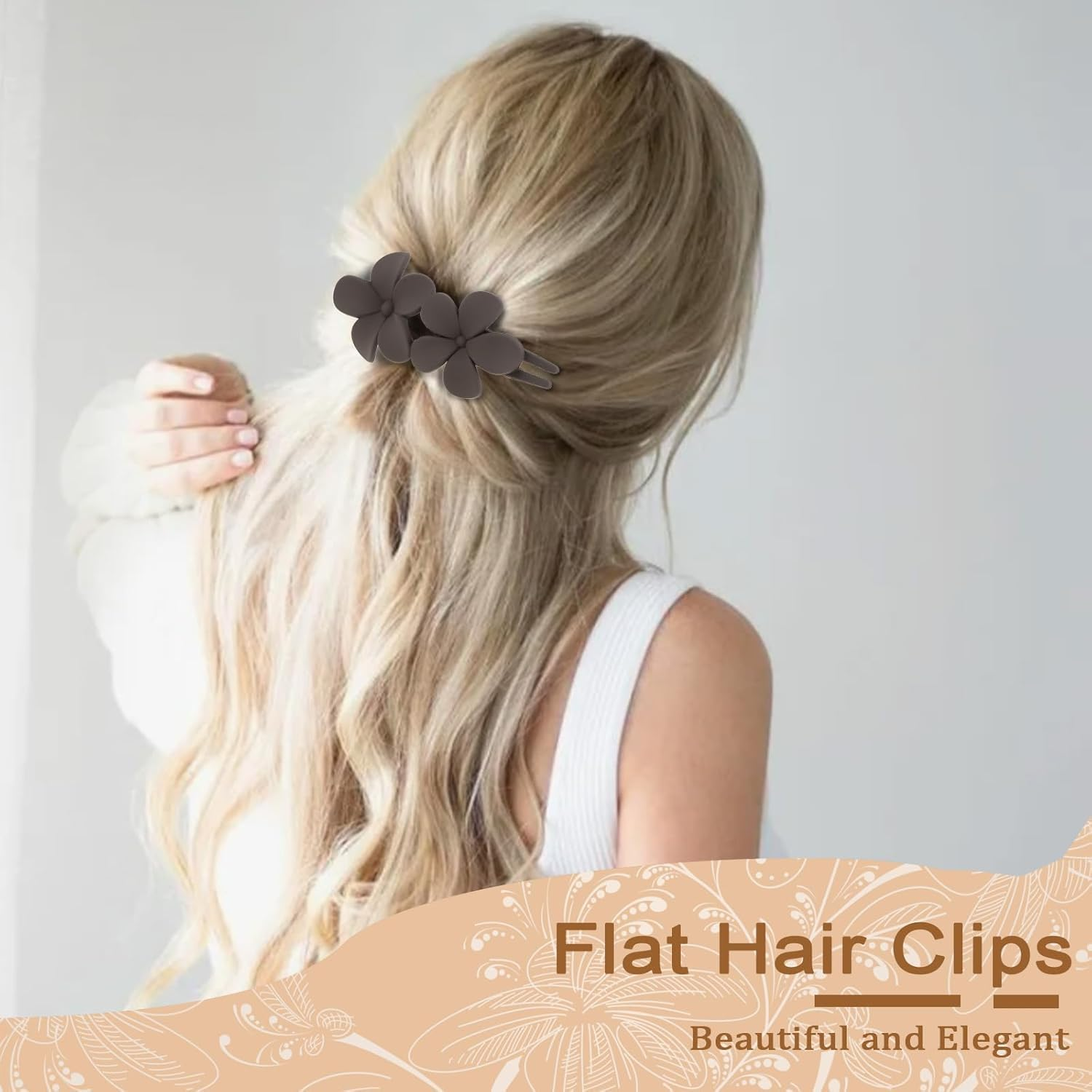 Big Flat Hair Clip Female Crocodile Claw Thick Duckbill French Matte Girl Barrette Accessories 12 Suitable for Thick and Thin Hair Girl Wedding Party Christmas Party Hair Barrettes image number 4