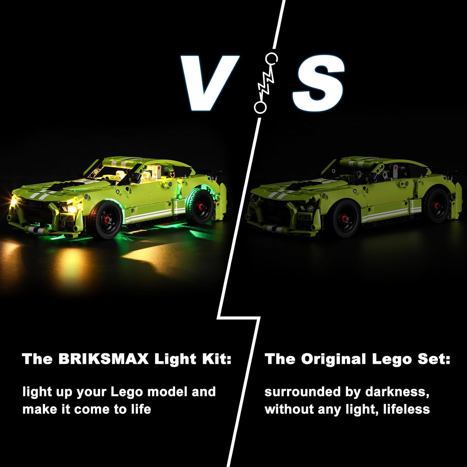 BRIKSMAX Led Lighting Kit for Techinc Ford Mustang Shelby GT500 - Compatible with  Technic Car Set 42138 Model- Not Include the  Set