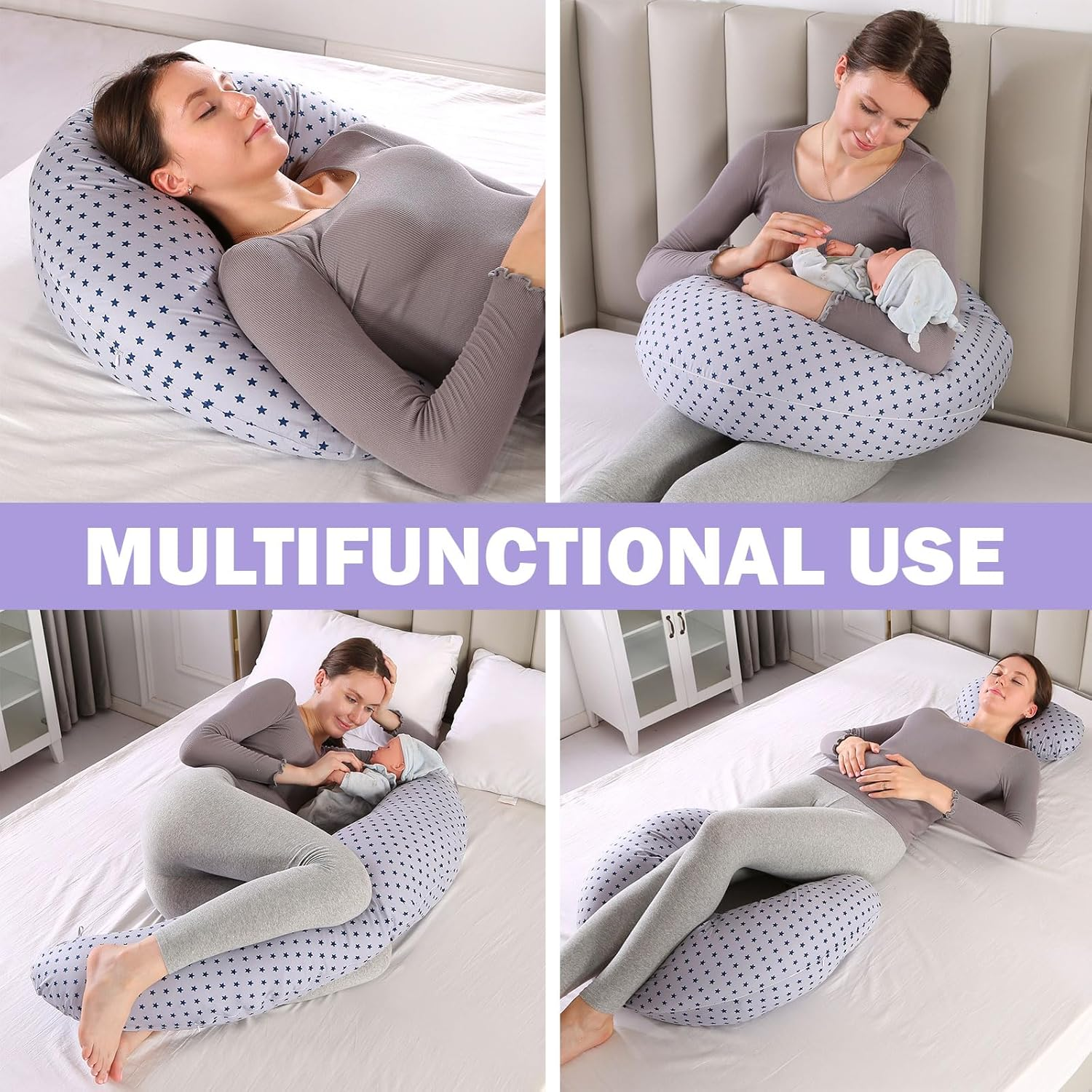 Pregnancy Pillow,Multifunctional Nursing Pillow Washable Breastfeeding Pillows (Type F-Upgrade) image number 3