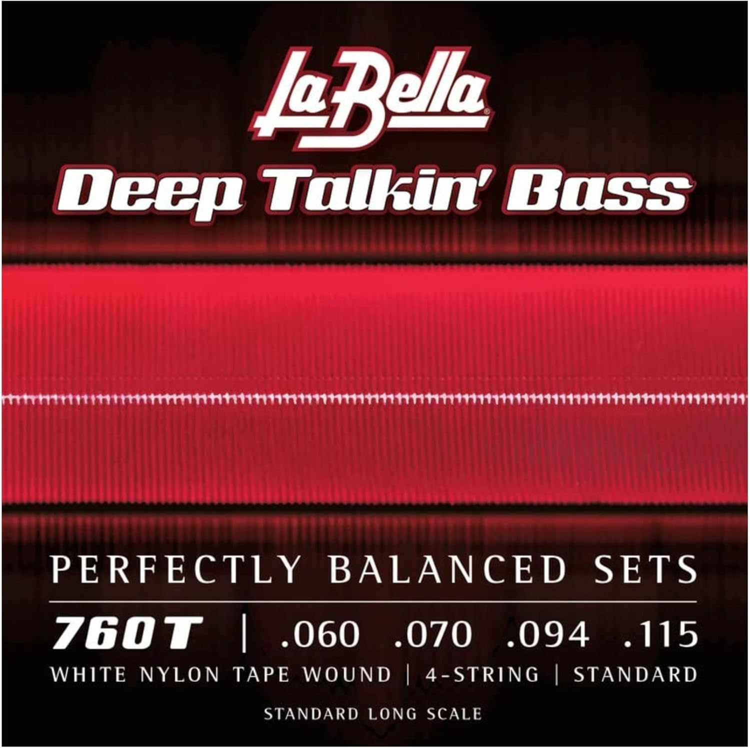 La Bella 760T-S Deep Talkin Brass White Nylon Tape Wound 4- String Short Scale 60-115 image number 2