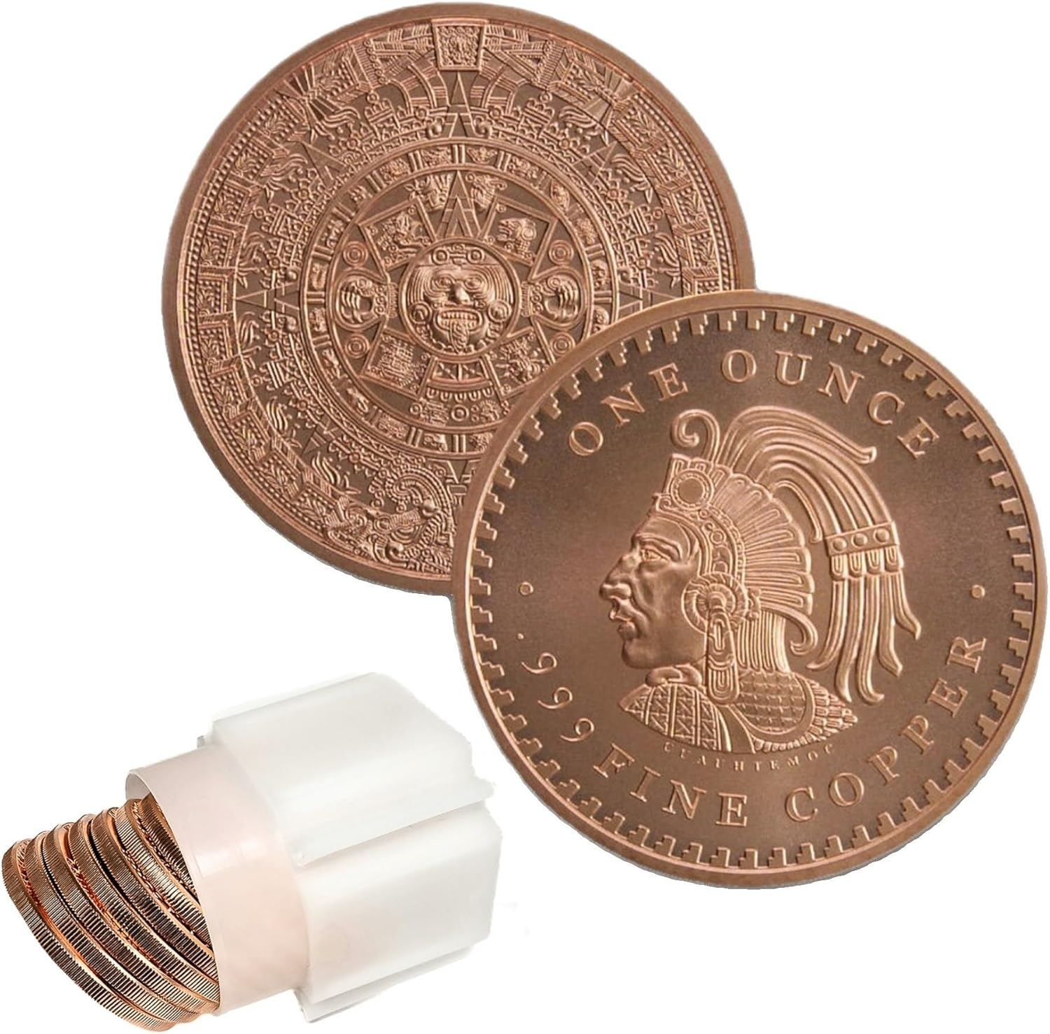 10 X 1Oz Aztec Calendar Copper Rounds 999 Fine Bullion Supplied in Tub image number 2