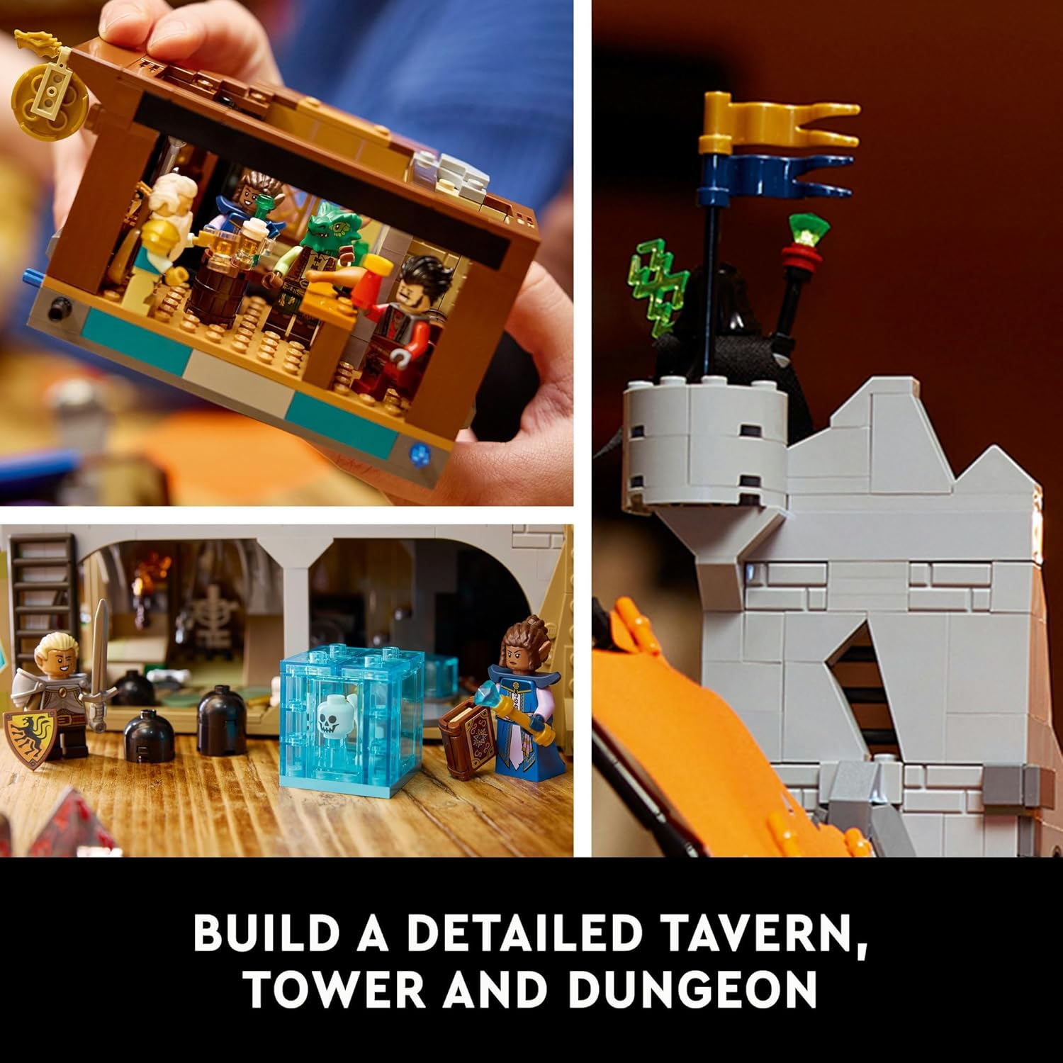 LEGO&reg; Ideas Dungeons & Dragons: Red Dragon'S Tale (3745 Pcs) Building Set,D&D Model Kit for Adults, 6 Minifigures & Monster Figures Incl. a Beholder, Owlbear and a Displacer Beast,For Him & Her 21348 image number 4