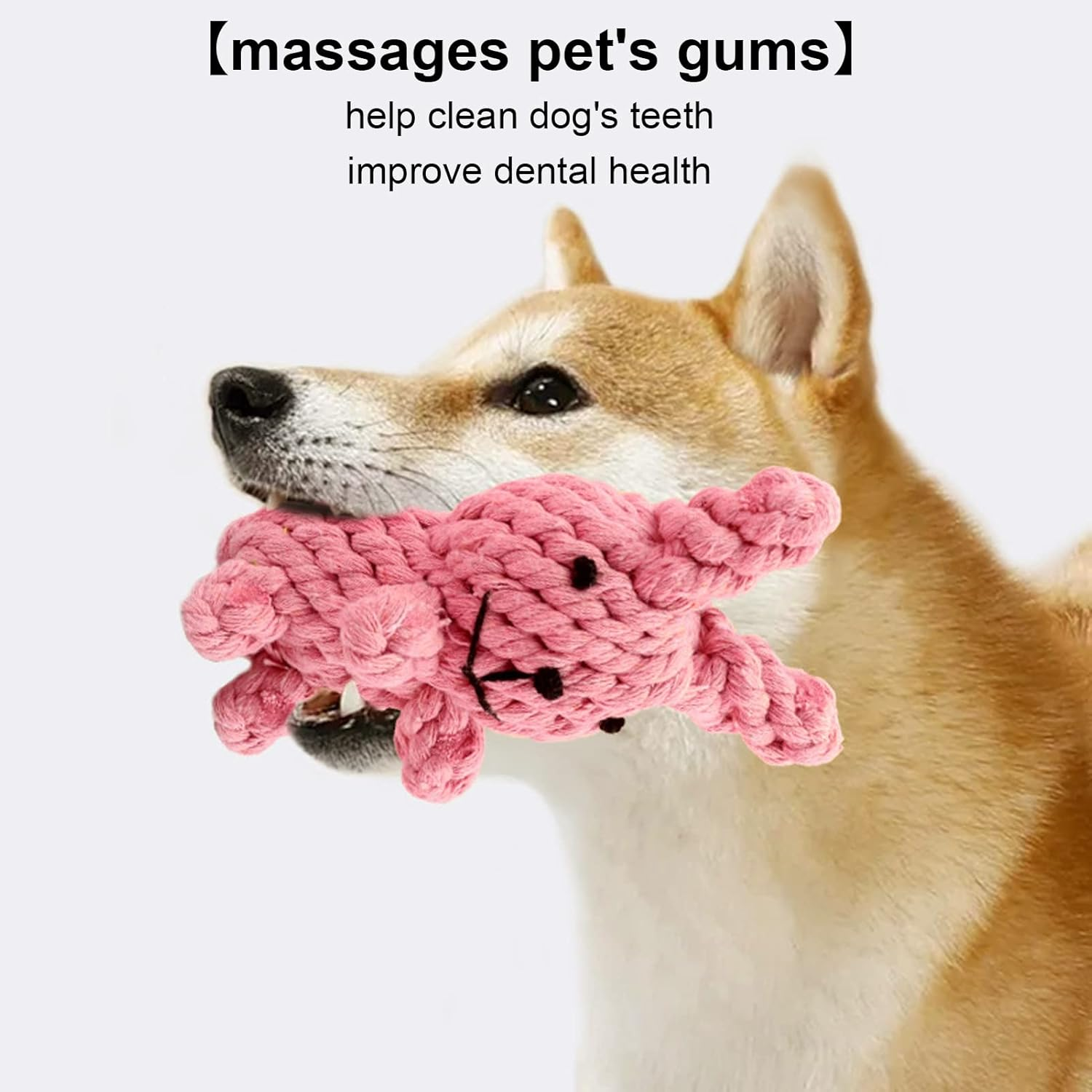 5Pcs Bite Resistant Dog Chew Toy Cotton Rope Rabbit Shape Toy Dog Molar Toy Teething Training for Small Medium and Large Dog Pets image number 5