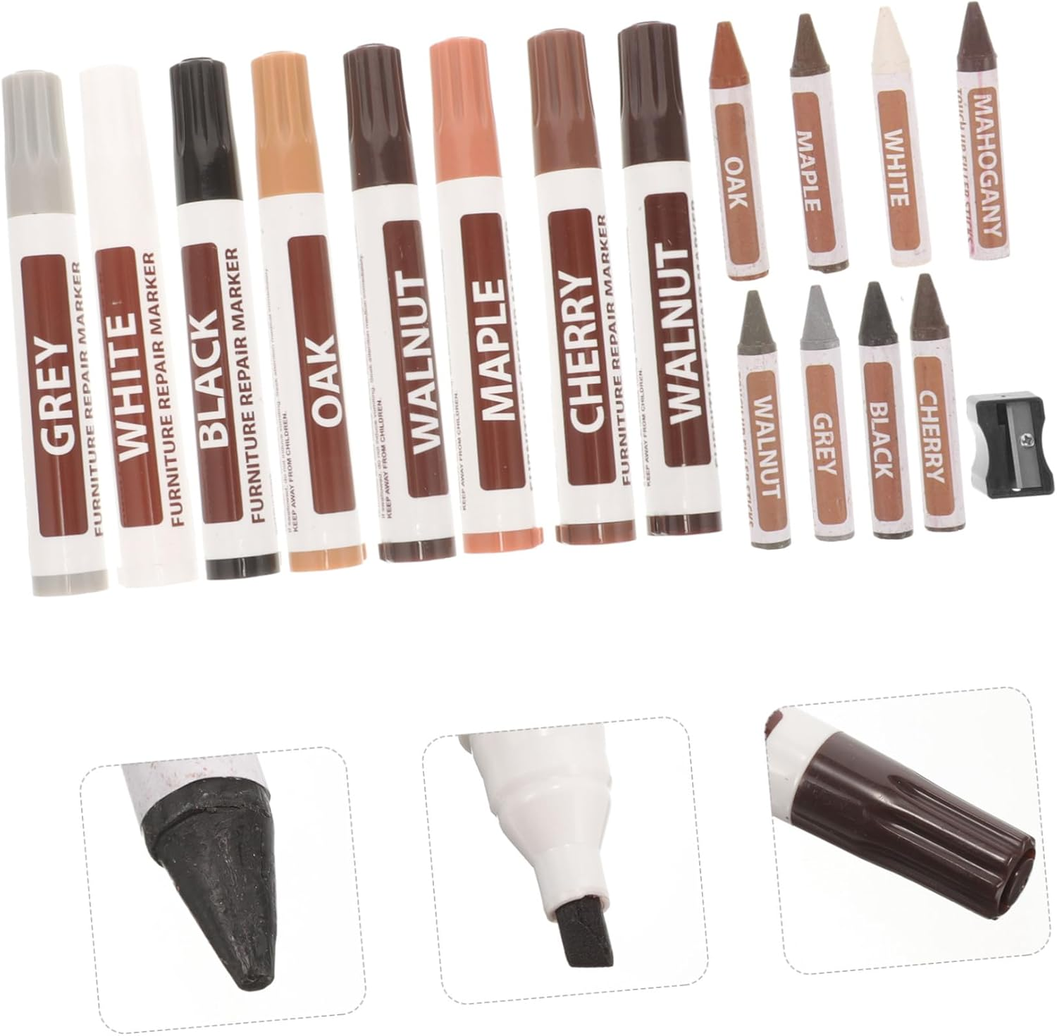 Baluue Wood Scratch Repair Markers Portable Paint Pens Furniture Refinishing Pen Kit Marker for Wood Floor Touch up Paint