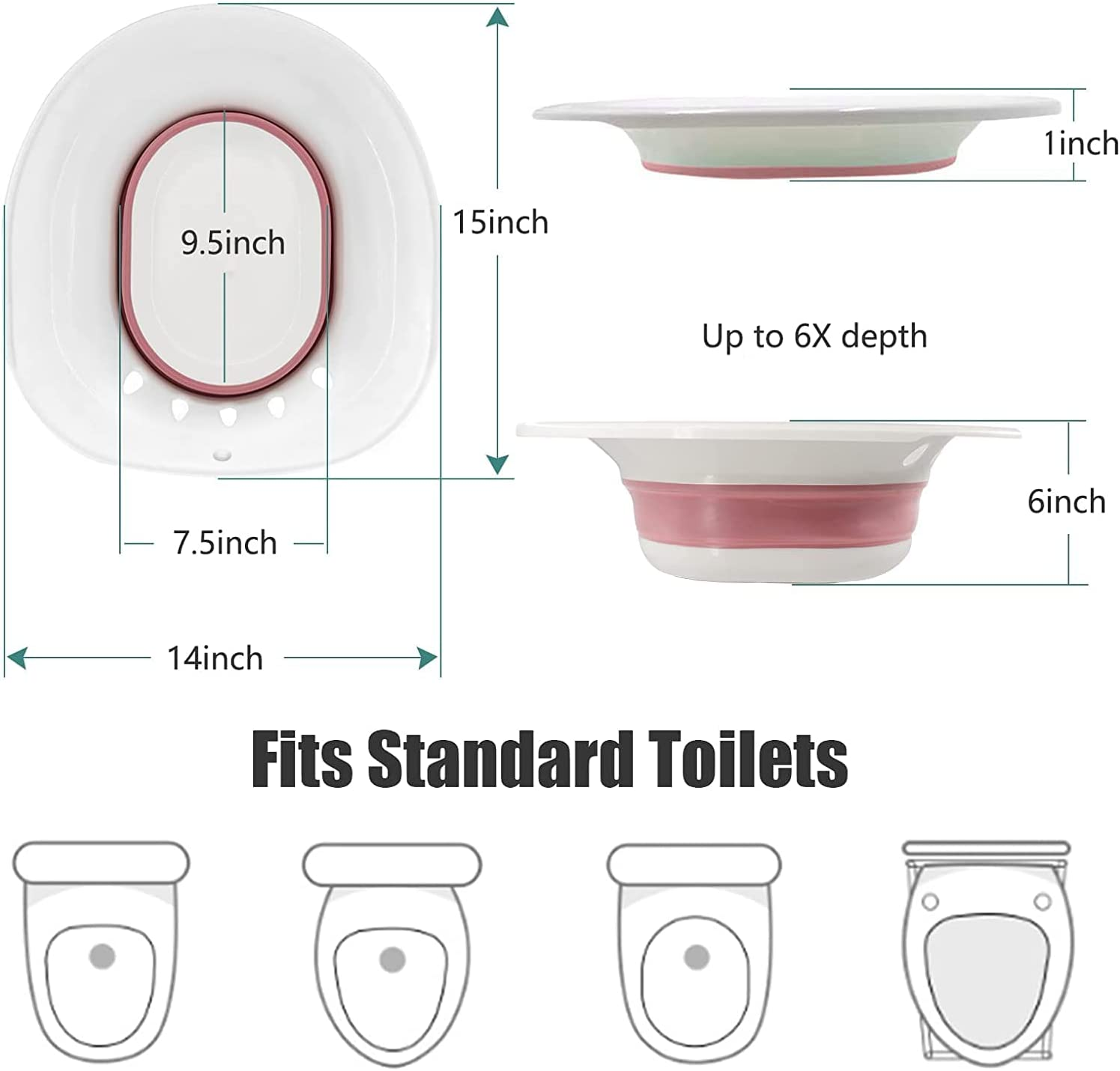 Foldable Sitz Bath for Toilet, Portable Sitz Bath Basin with Flusher, Steam Seat Bidet for Postpartum Care, Hemorrhoids Recovery, Vaginal/Anal Inflammation image number 6