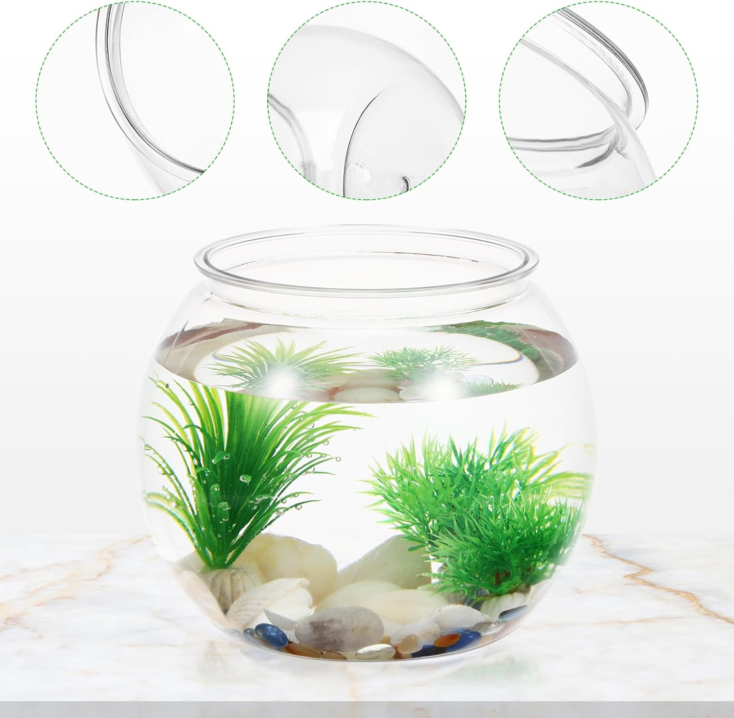 UKCOCO Plastic Fish Bowl : Desktop Aquarium, Clear round Fish Bowl, Pet Material, 8. 65X8. 65X6. 88 Inch, Transparent image number 2