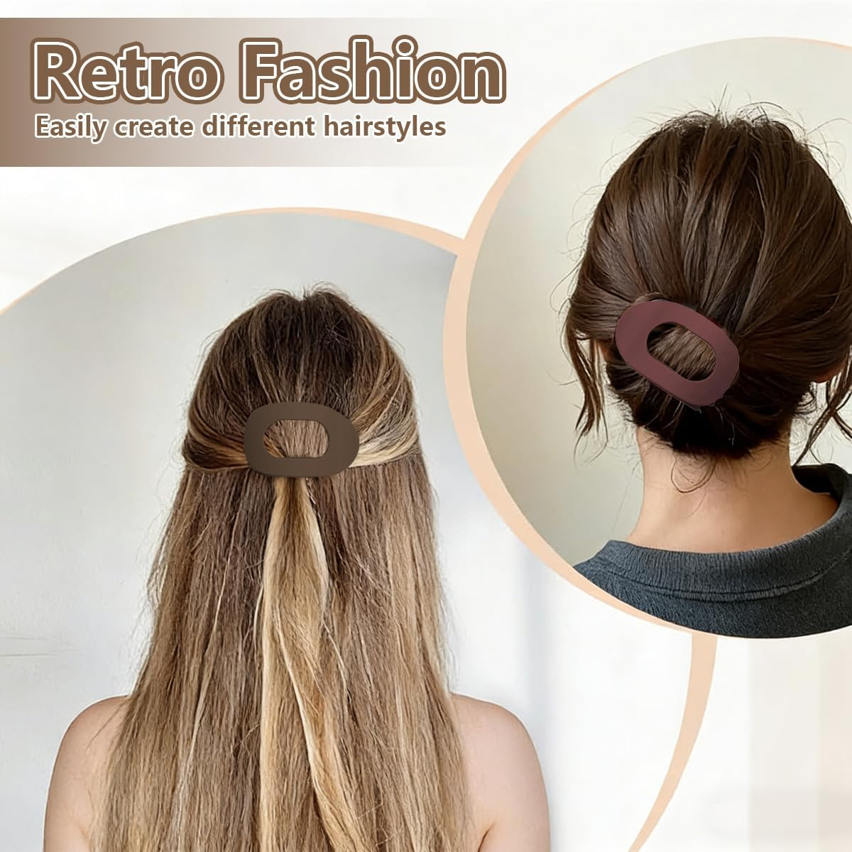 Pack of 6 Women'S Flat Hair Clips, Flat Hair Clips, Ladies, Duck Beak Hairs Clip, Strong Hold, French Flat Hairs Clips for Thick or Thin Hairs, Flat for Everyday, Sports, Driving, Oval Design image number 1