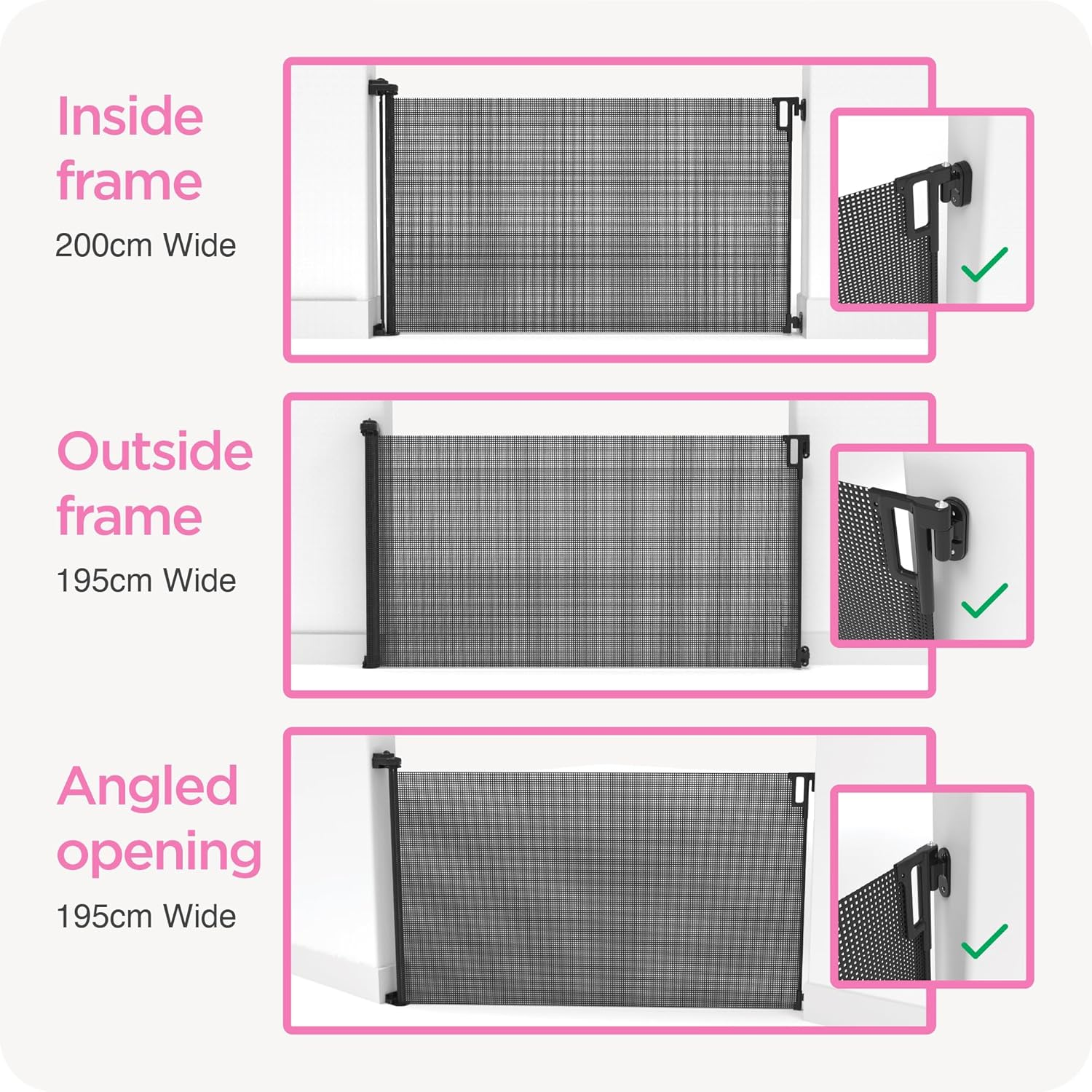 Perma Child Safety Indoor Outdoor Ultimate Retractable Baby Gate, 98Cm Tall Extends to 2M Wide, Grey image number 3