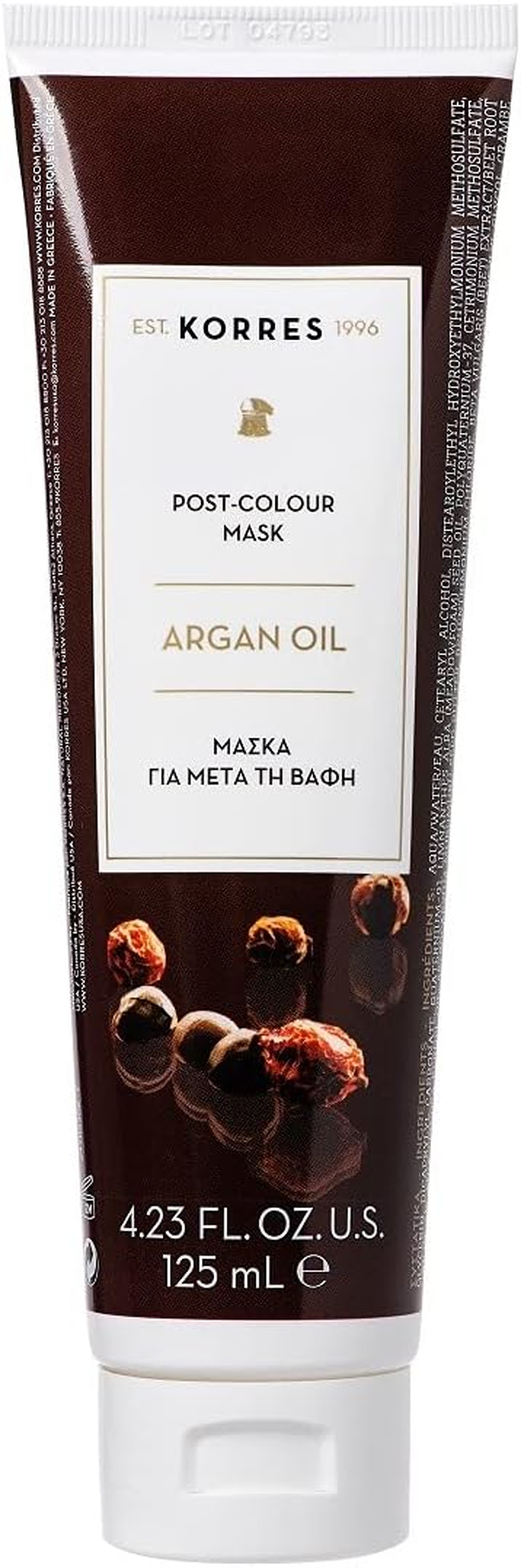 KORRES Argan Oil Hair Mask, Nourishing Mask with Organic Argan Oil, Shea Butter & Wheat Proteins, Ideal for Coloured Hair, Vegan, 125 Ml