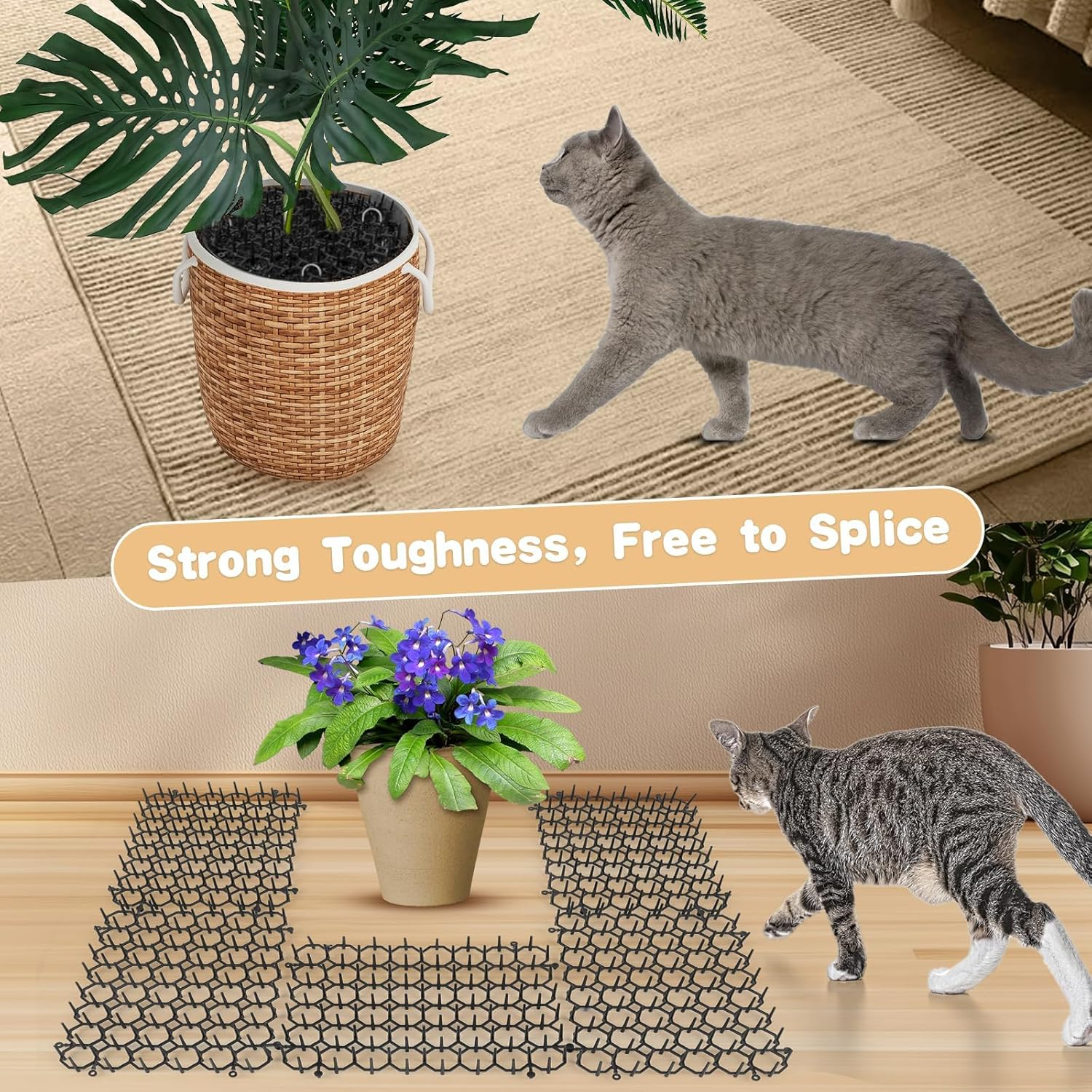 Cat Deterrent Mat 12Pcs Repellent Mat for Cat Indoor anti Cats Spikes with 8 Nails Scat Mat Outdoor Mats for Garden and Fence Cats Stopper Network image number 4